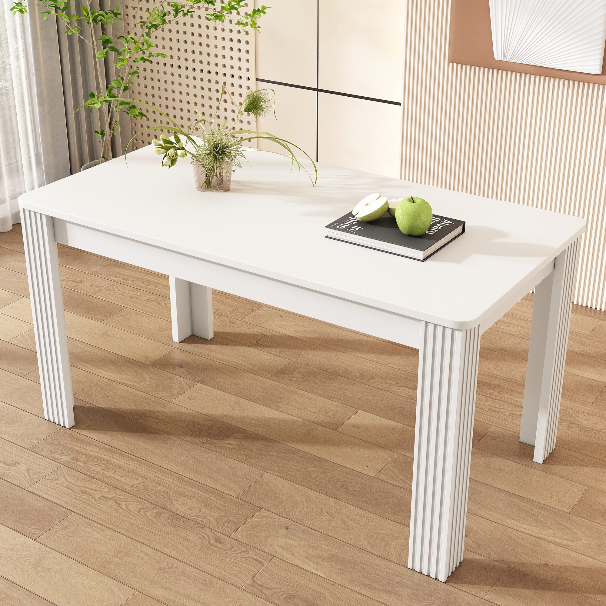 STILVORA Esstisch mit 4 Beinen,Rechteckiger Küchentisch Beistelltisch aus Eichenholz (1-St), 117*68*75cm