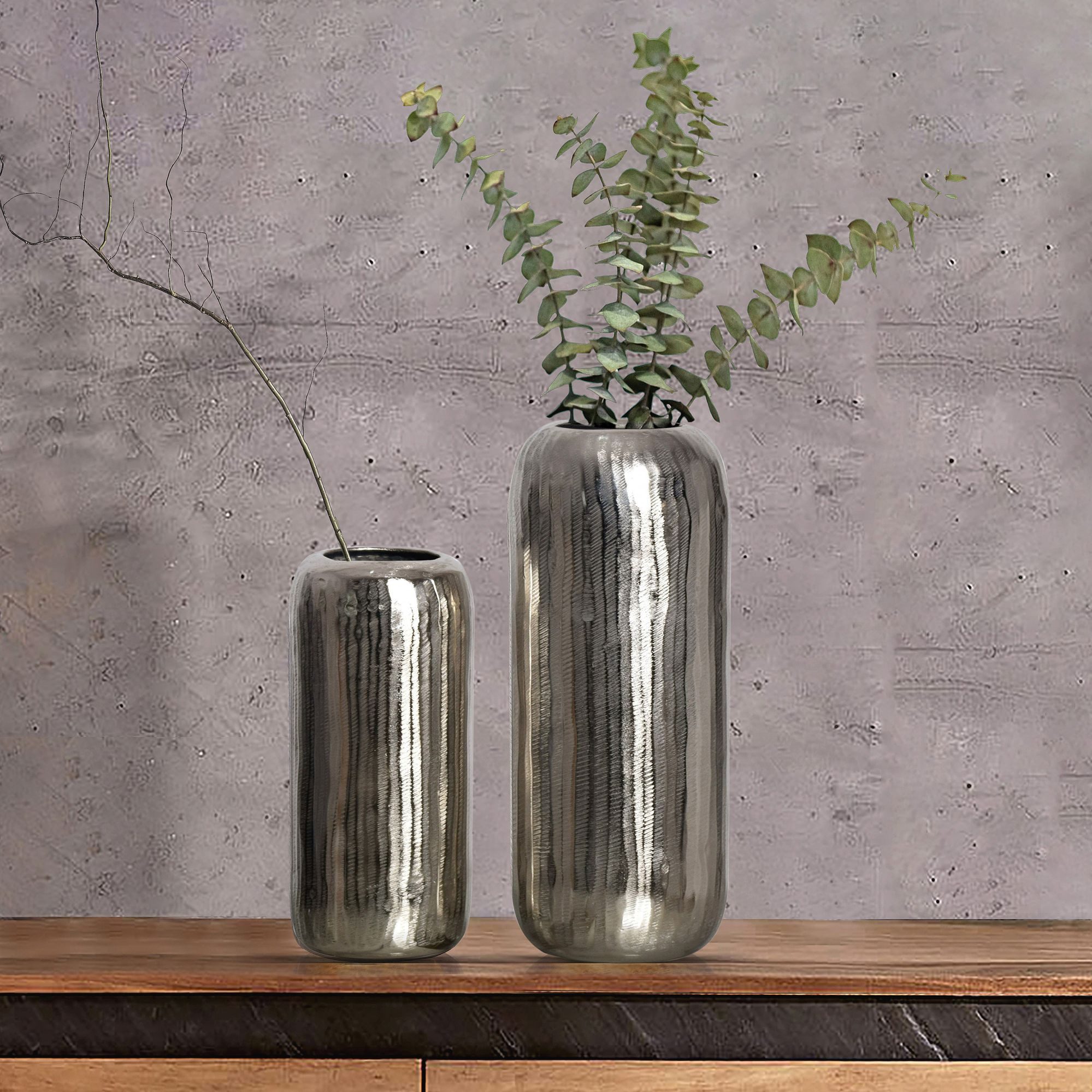 FINEBUY Tischvase FB65087 (2er Set Aluminium günstig online kaufen