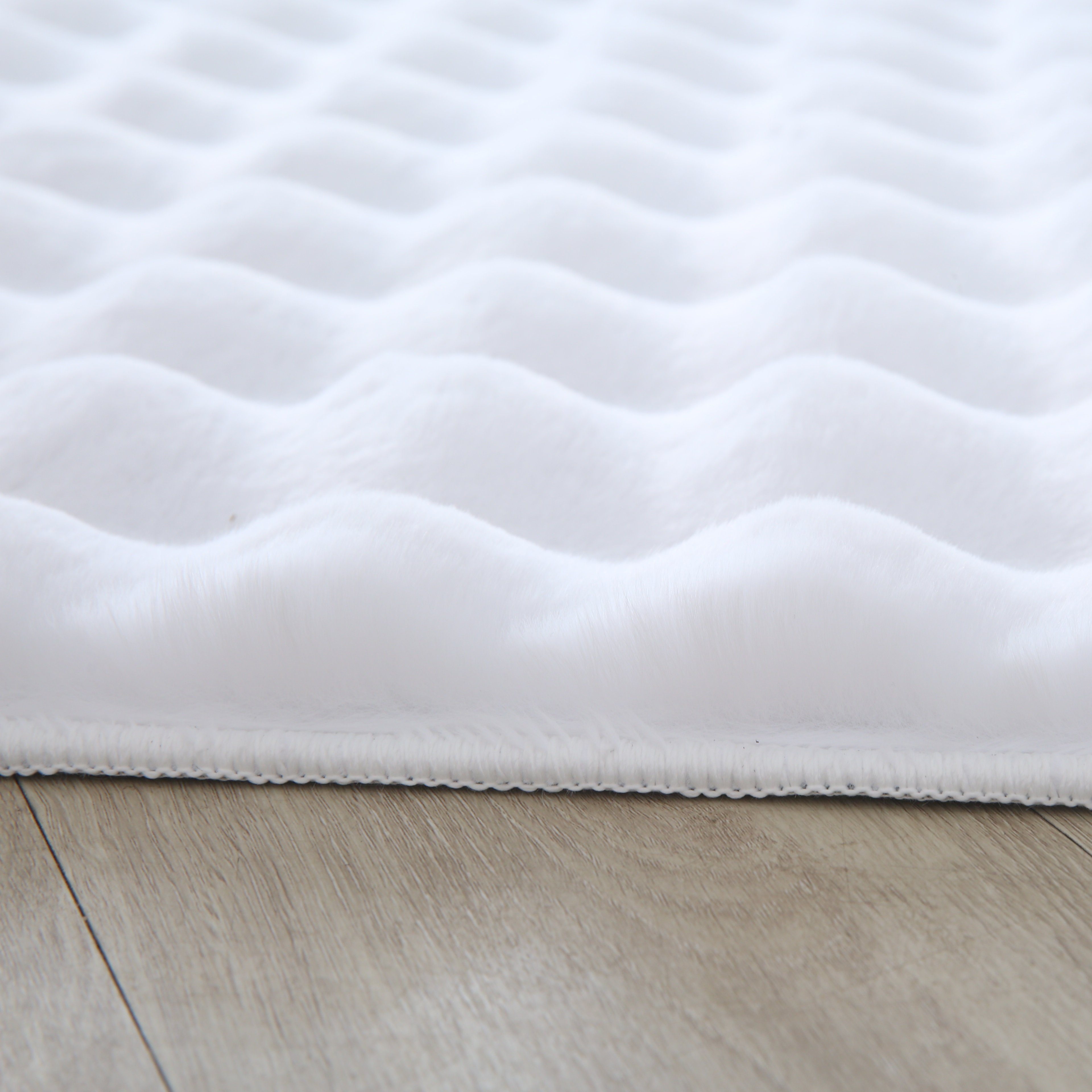 Angeycasa, Weiß Design rechteckig, Shaggy, Relief Höhe: Teppich Schlafzimmer 25 mm, Wohnzimmer, Hochflor