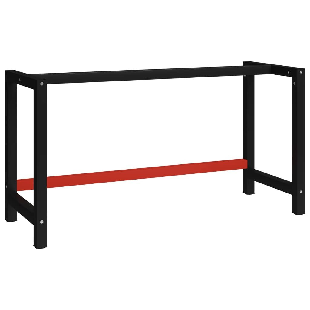 vidaXL Tischbein Werkbankgestell Metall 150x57x79 cm Schwarz und Rot
