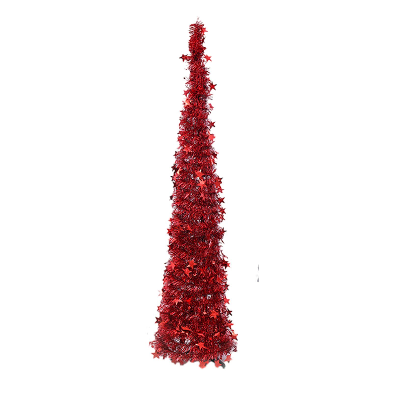 Blusmart Künstlicher Weihnachtsbaum 1,5 M Langer Weihnachtsbaumschmuck, Einziehbar, Modischer Rot