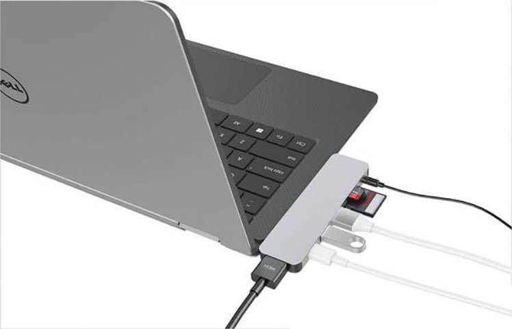 USB grau USB Typ 3,5-mm-Klinke, Typ MicroSD-Card, 2x Hub A, Hyper SOLO USB-C zu C Adapter 7-in-1 HDMI, SD-Card,