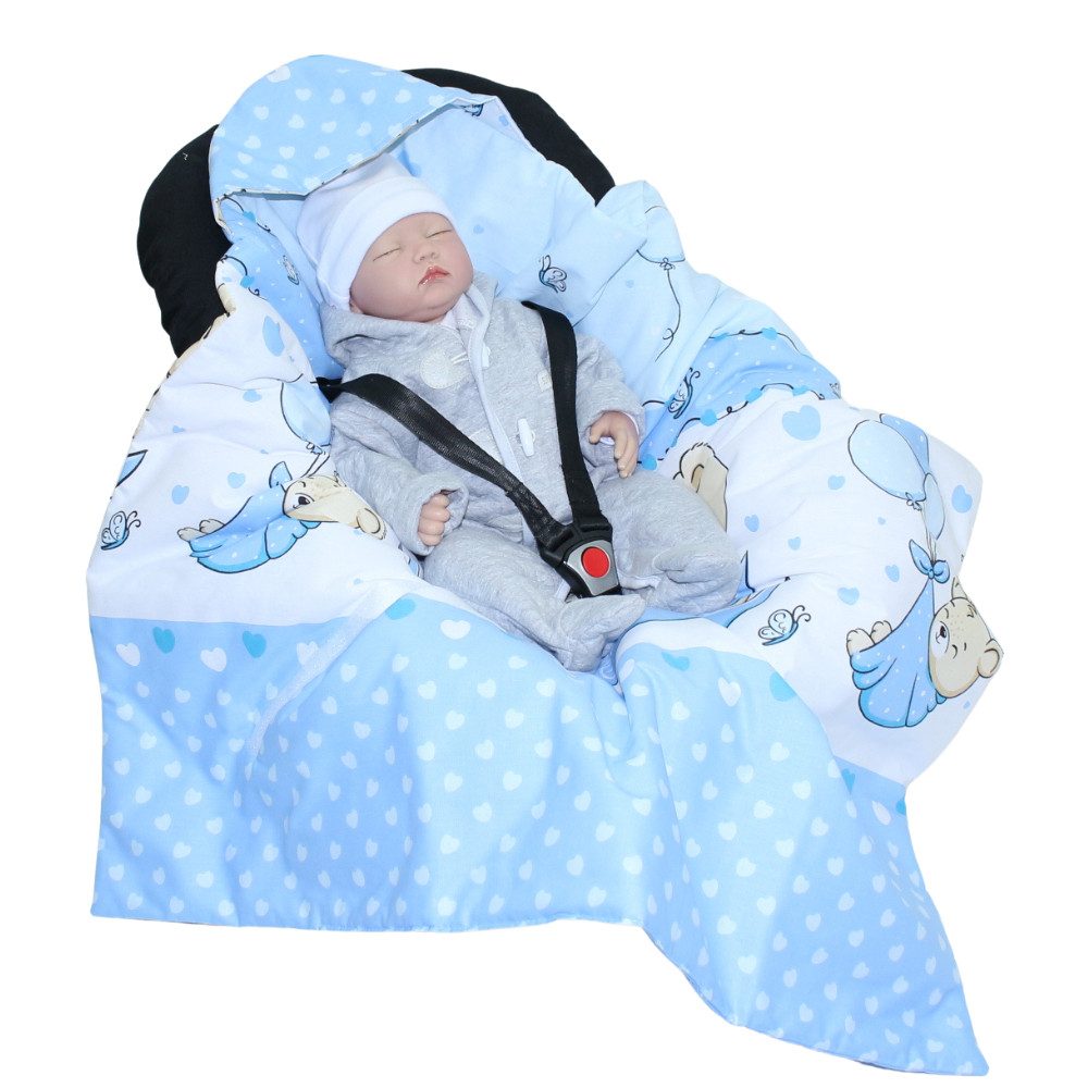 Einschlagdecke Baby Decke Baumwolle mit Kapuze Babyschale Kindersitz, Primawela