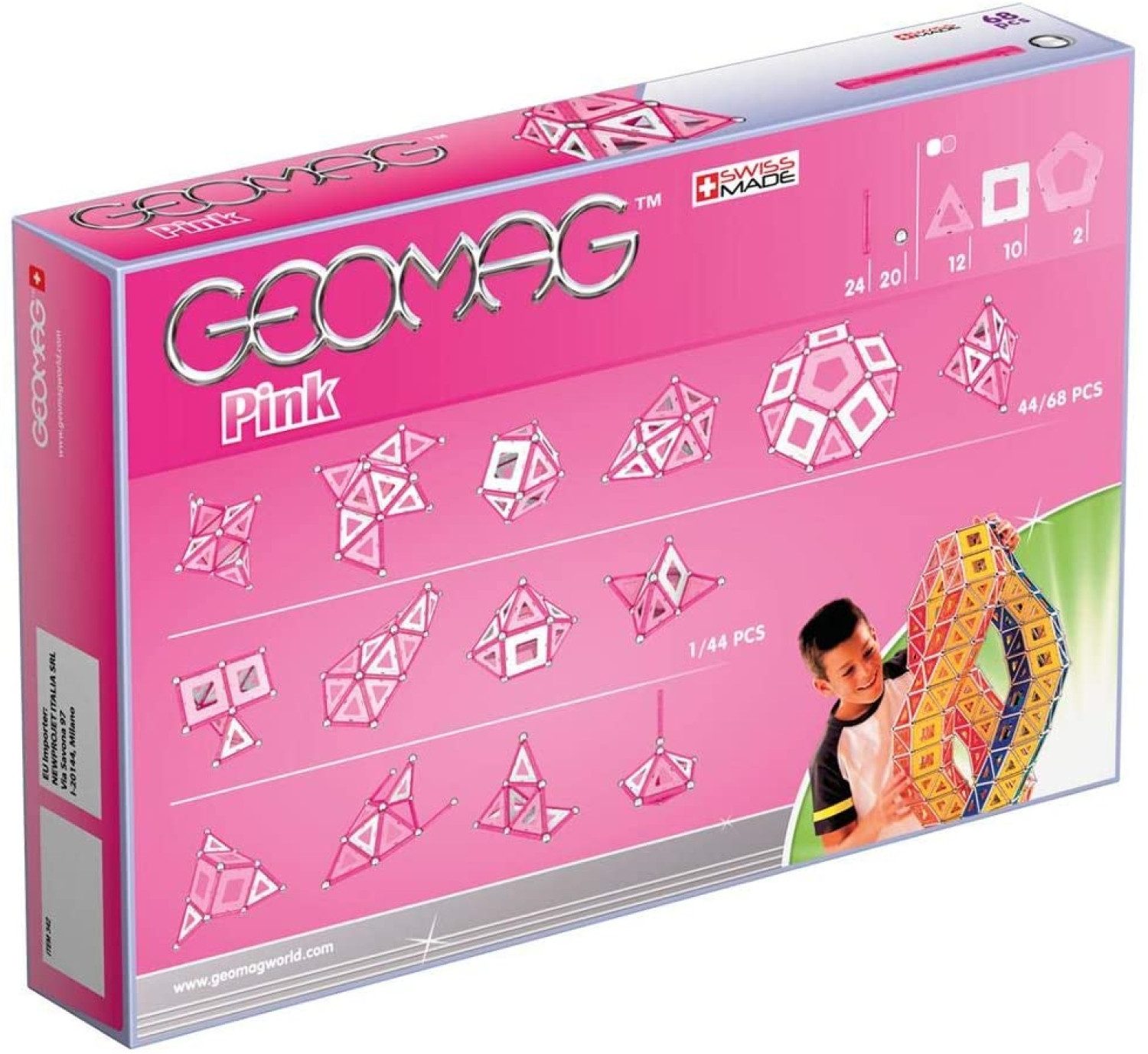 Geomag™ Geomag CLASSIC PINK 342, Magnetkonstruktionen und Lernspiele, Konstruk Magnetspielbausteine, (Packung, 68 St)