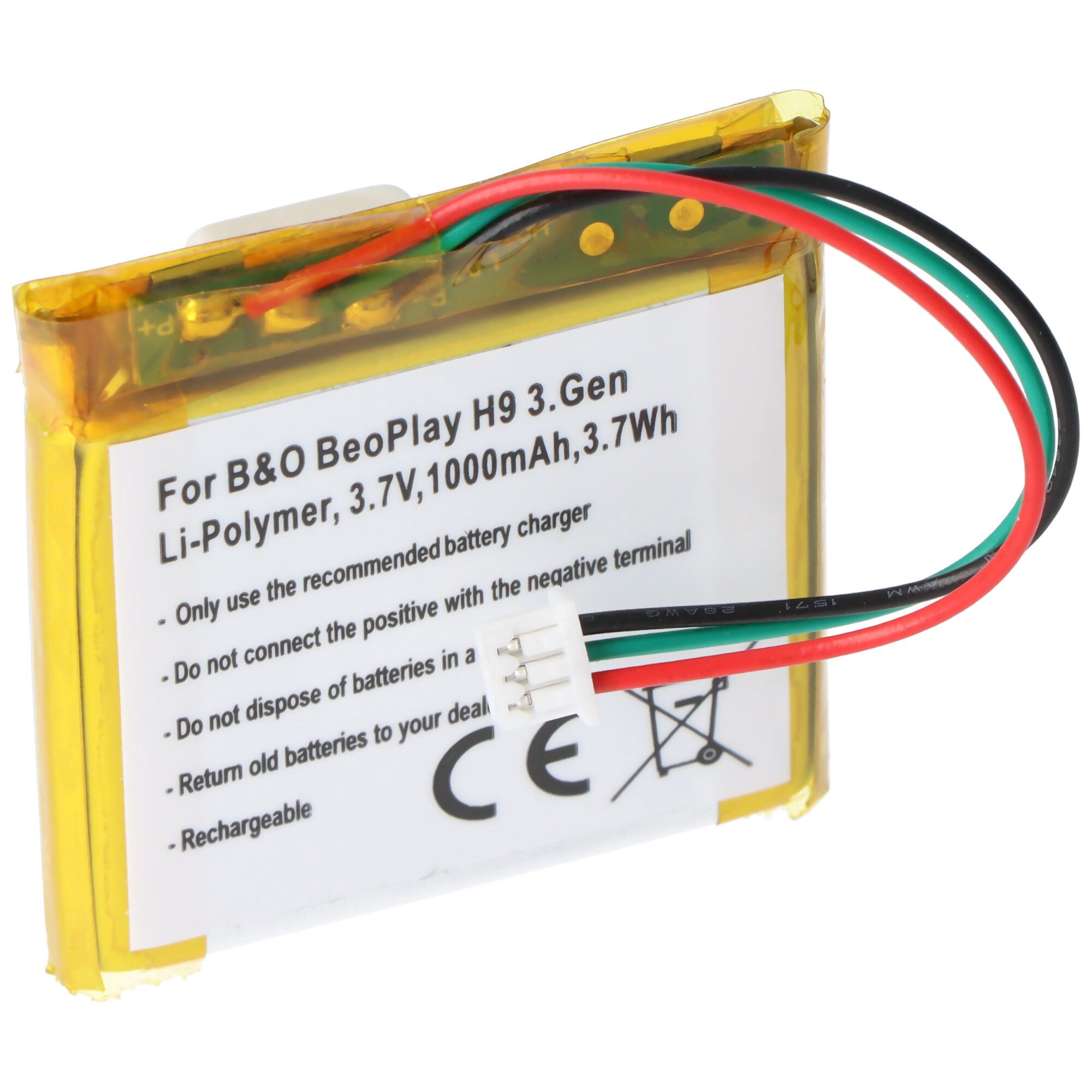 AccuCell Akku passend für Bang & Olufsen BeoPlay H9 3. Gen, Li-Polymer, 3,7V, Akku 1000 mAh (3,7 V)