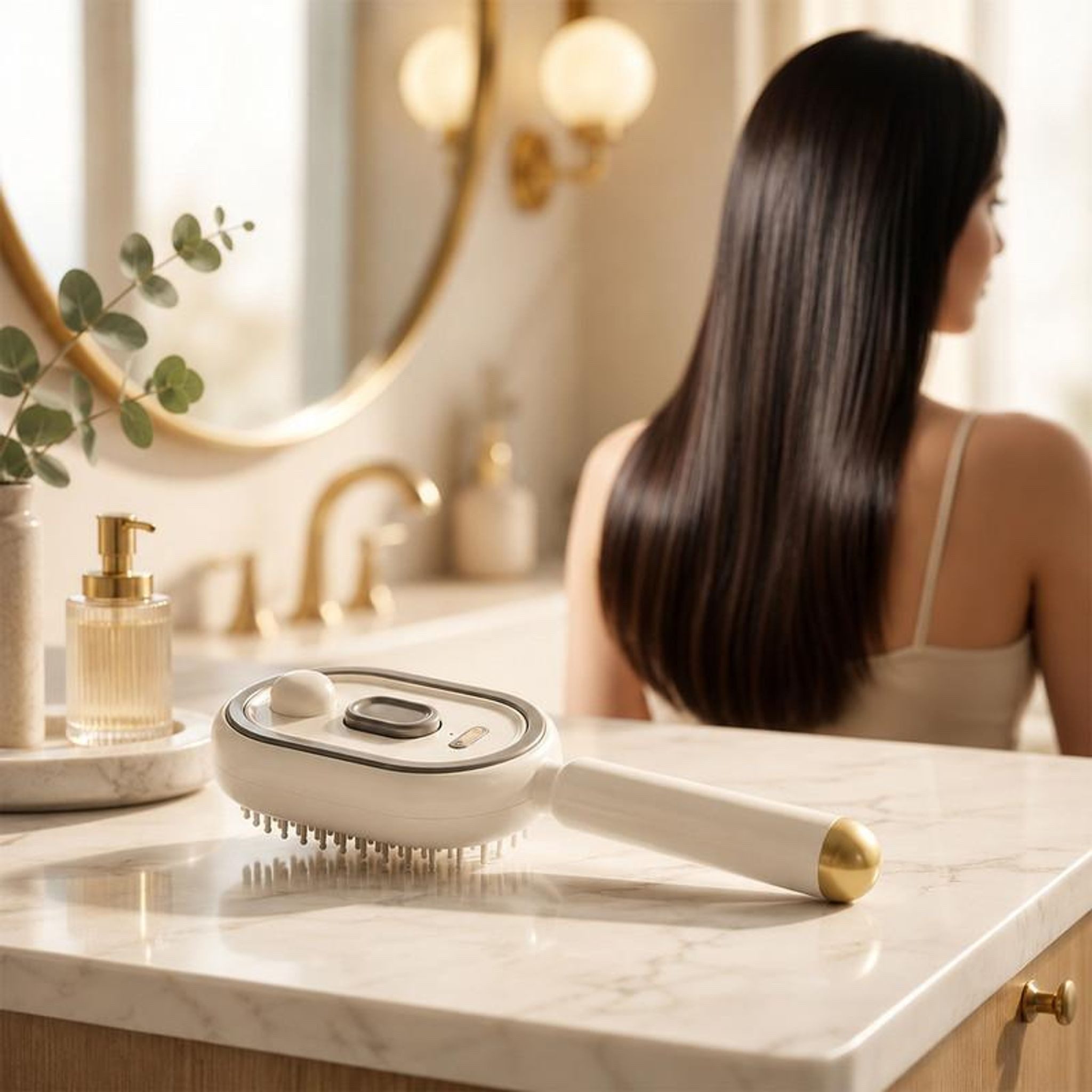 FELIXLEO Elektrohaarbürste Elektrische Sprüh Haarbürste Dampf Massage Rotlicht 217 cm alle Typen