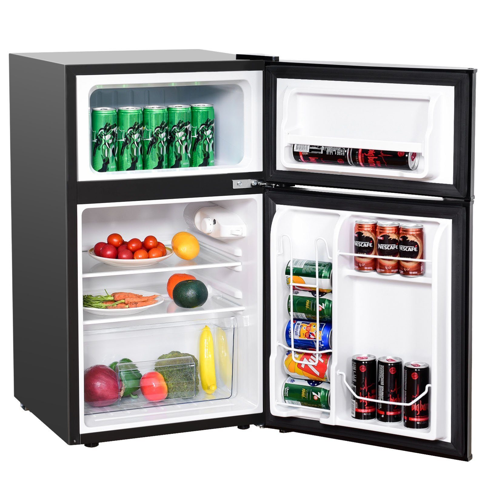 COSTWAY Kühlschrank BCD-90, 86 cm hoch, 48.5 cm breit, Gefrierkombination