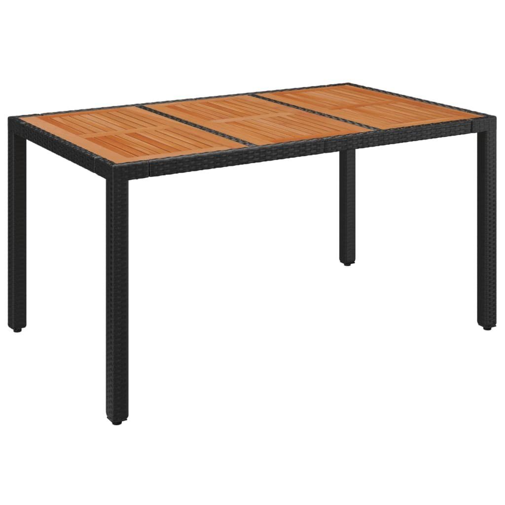 vidaXL Gartentisch Gartentisch mit Holzplatte Schwarz 150x90x75 cm Poly Rattan (1-St)