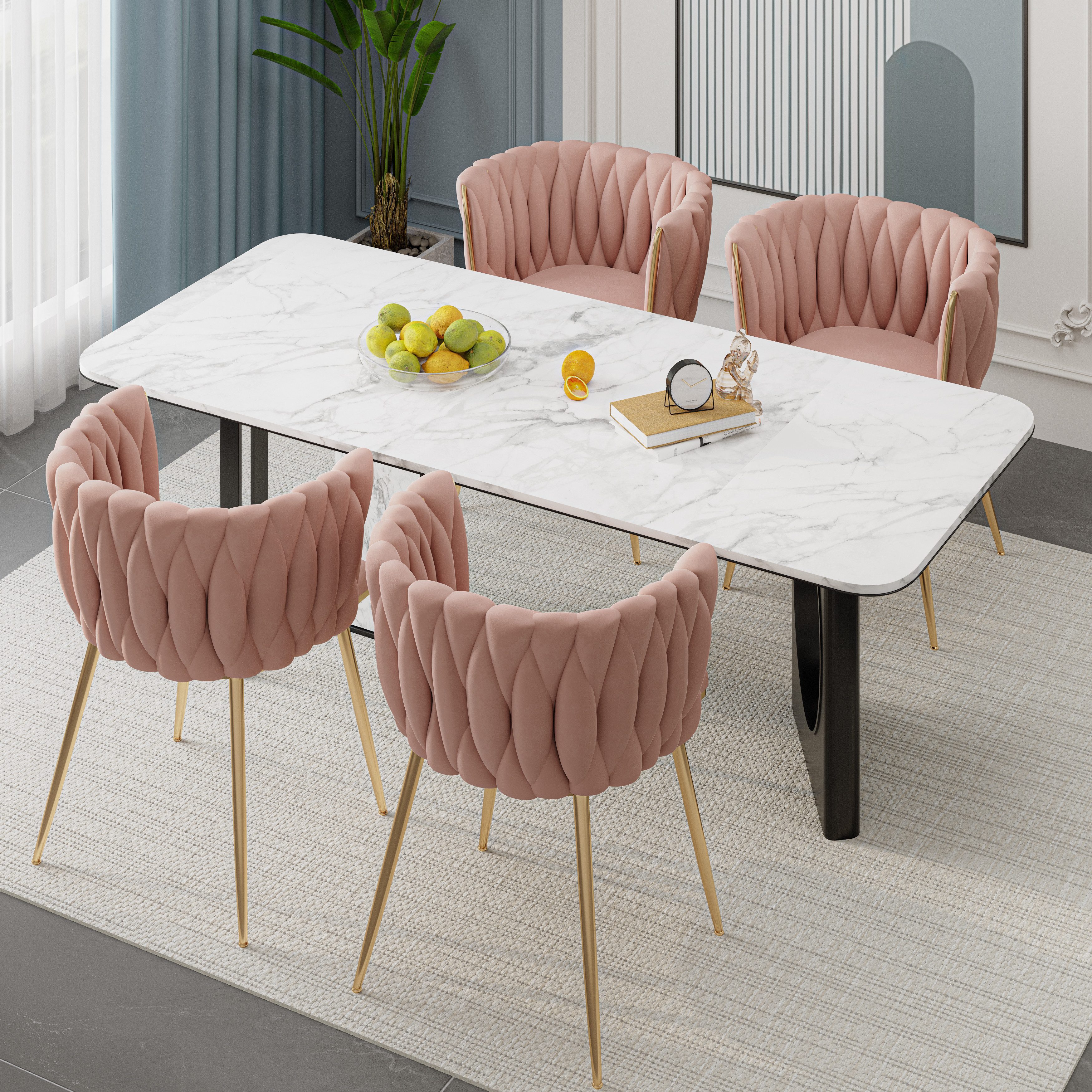 LVHOM Esszimmerstuhl Set mit runden Rückenlehne, günstig online kaufen