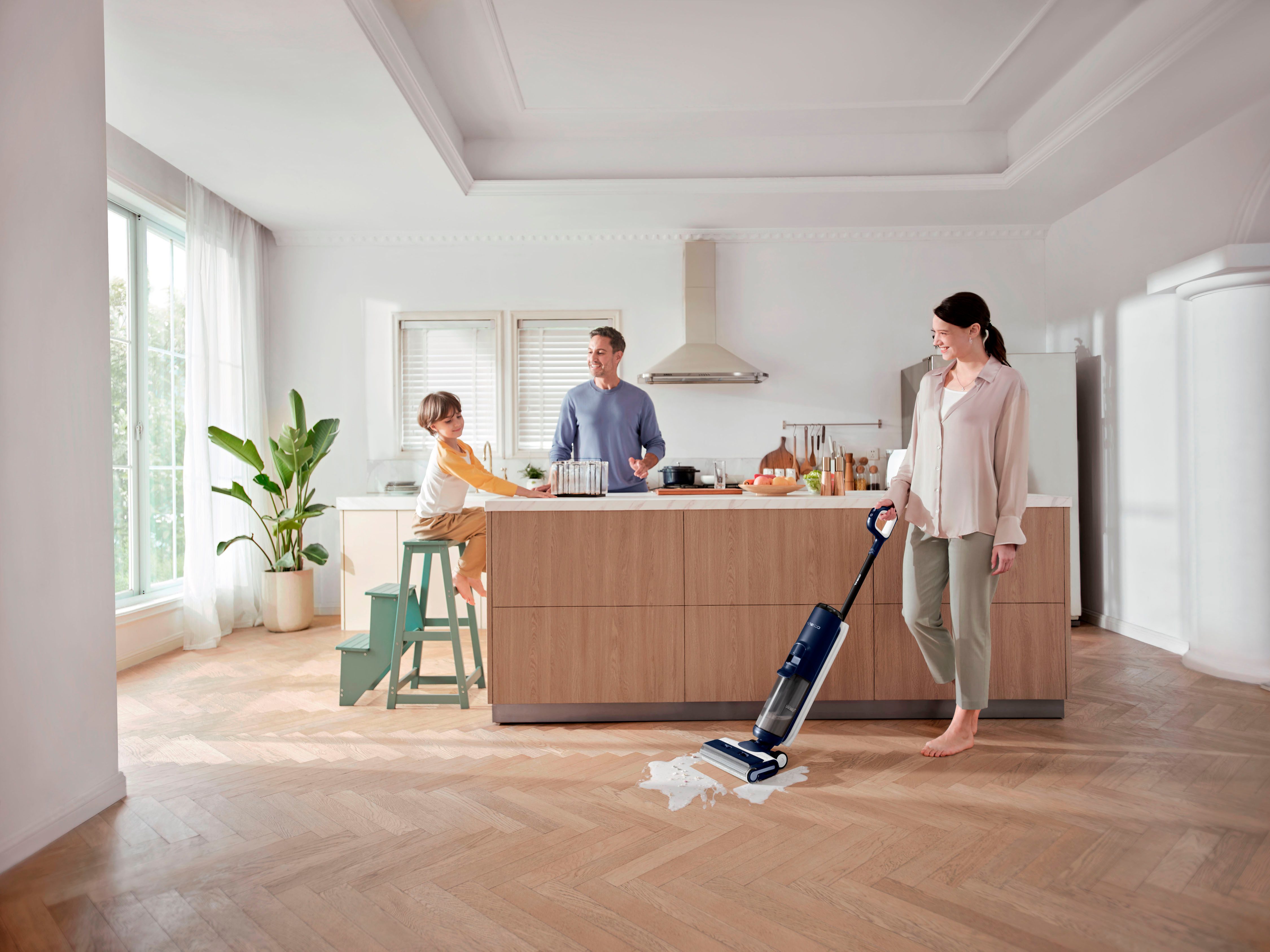 Tineco Nass-Trocken-Akkusauger Floor One S6 PET Nass-Trocken Akkusauger, mit Tierhaarfilter, 230 W, beutellos, automatische Anpassung der Saugleistung, beidseitige Kantenreinigung