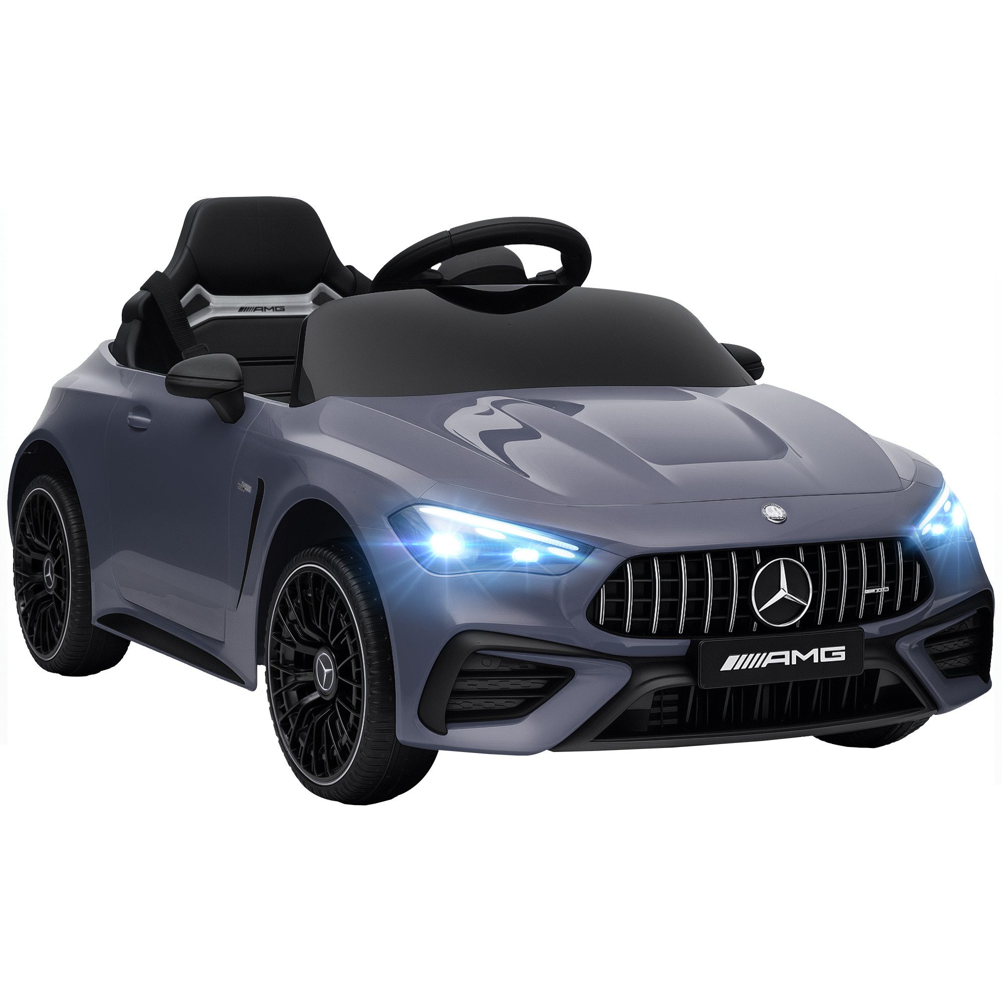 AIYAPLAY Elektro-Kinderauto Merceds-Benz AMG GTR Kinderauto mit 2,4G Fernbedienung, Hupe, Belastbarkeit 25 kg, (1-tlg), für 3-6 Jahre Kinder, Grau