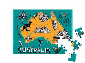 puzzleYOU Puzzle Illustrierte Karte von Australien, 48 Puzzleteile, puzzleYOU-Kollektionen
