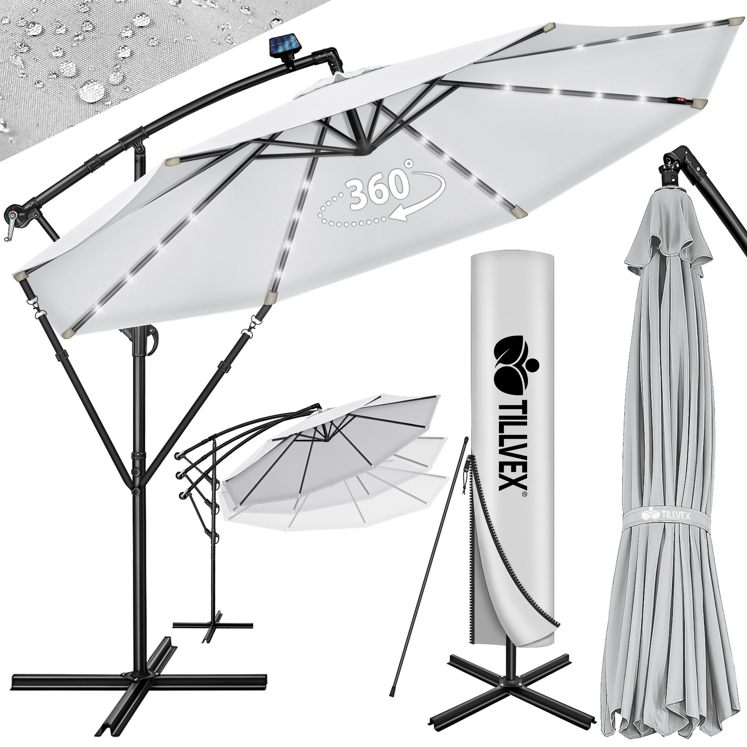 tillvex Sonnenschirm tillvex® Sonnenschirm LED Solar günstig online kaufen