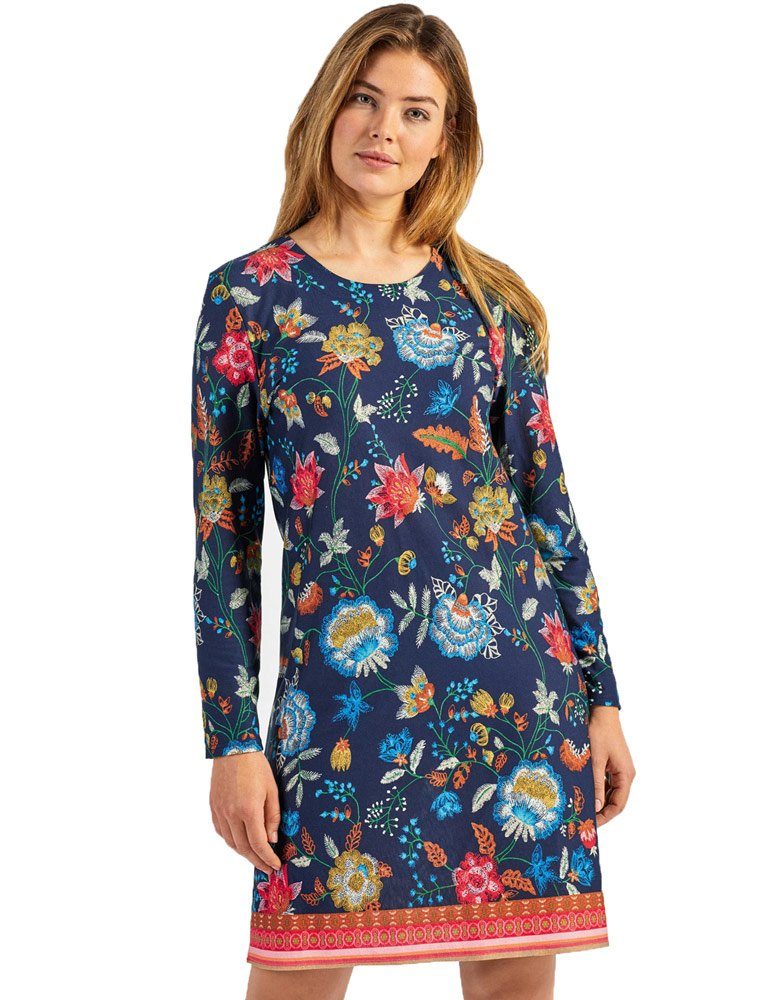 Nachthemd Nina Print C. 93770902, Nachthemd mit Langarm Blau Blumen Von
