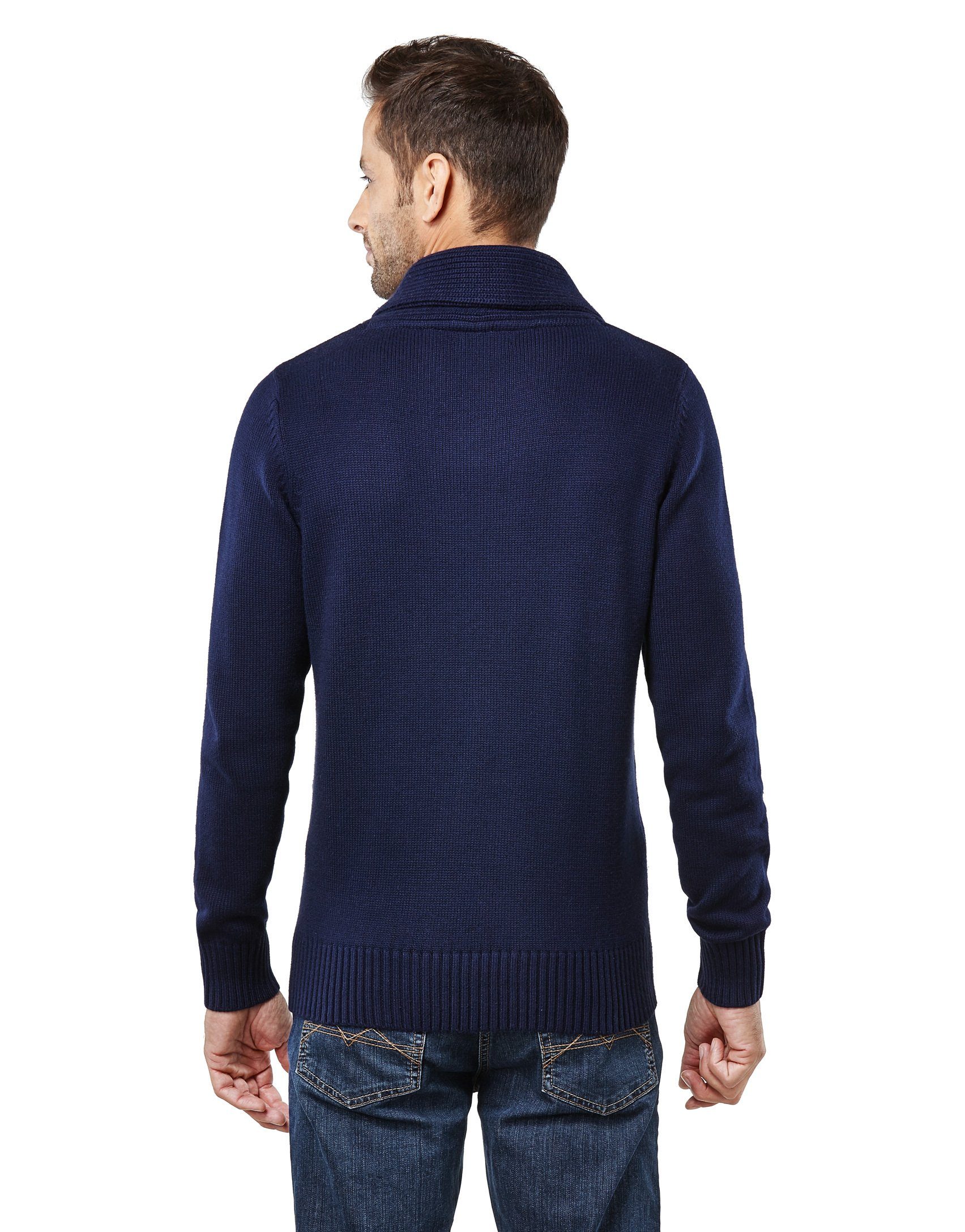 Vincenzo Boretti V-Ausschnitt-Pullover tailliert Schalkragen