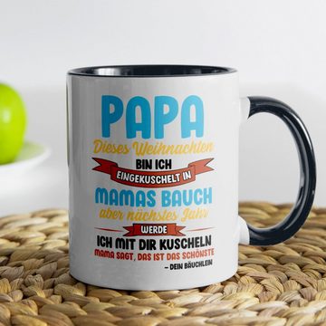 22Feels Tasse Du Wirst Papa Weihnachten Werdender Vater Geschenk Schwangerschaft, Keramik, Made in Germany, Spülmaschinenfest, Zweifarbig