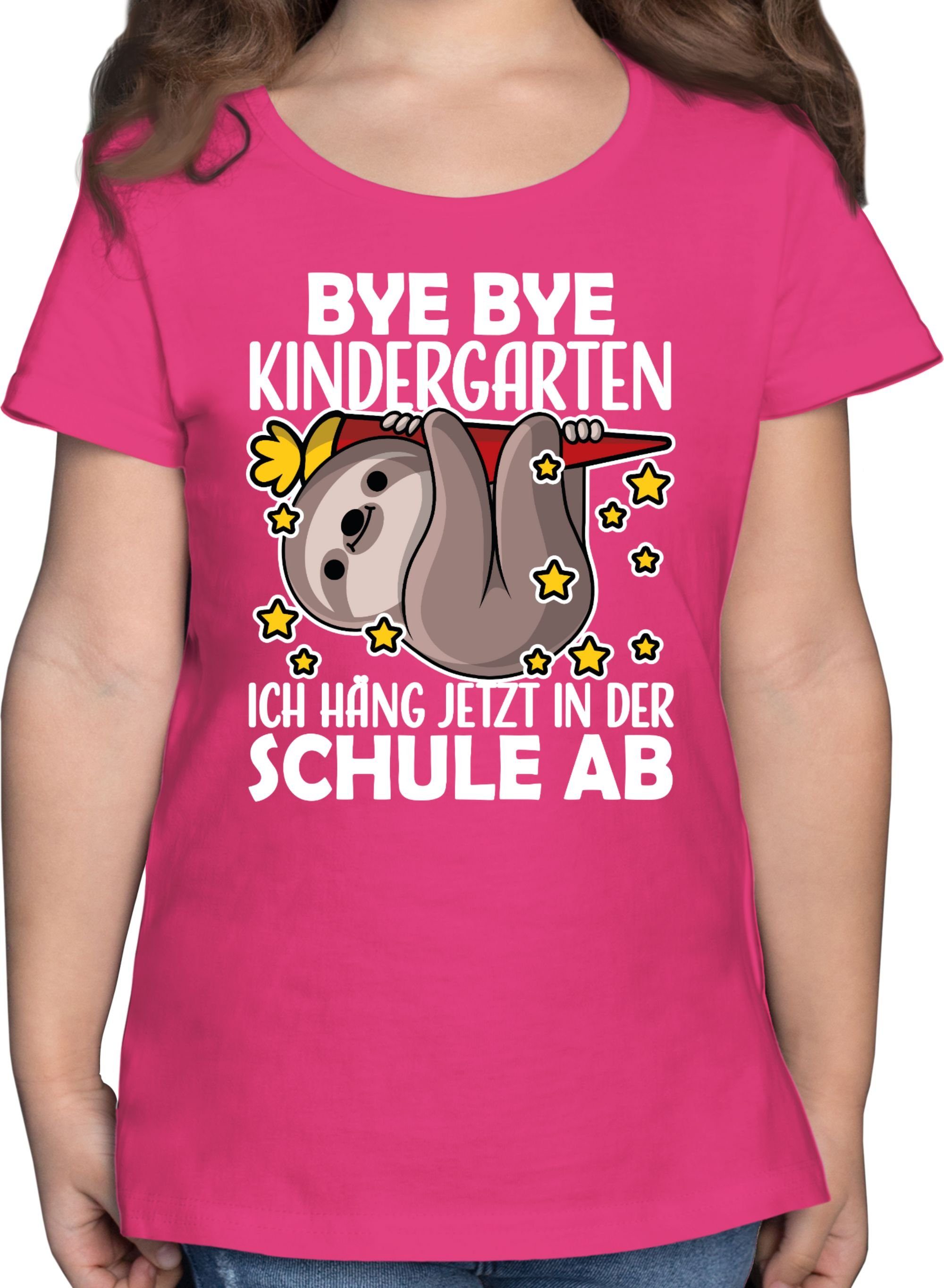 Shirtracer T-Shirt Bye Bye Kindergarten Einschulung Mädchen 1 Fuchsia