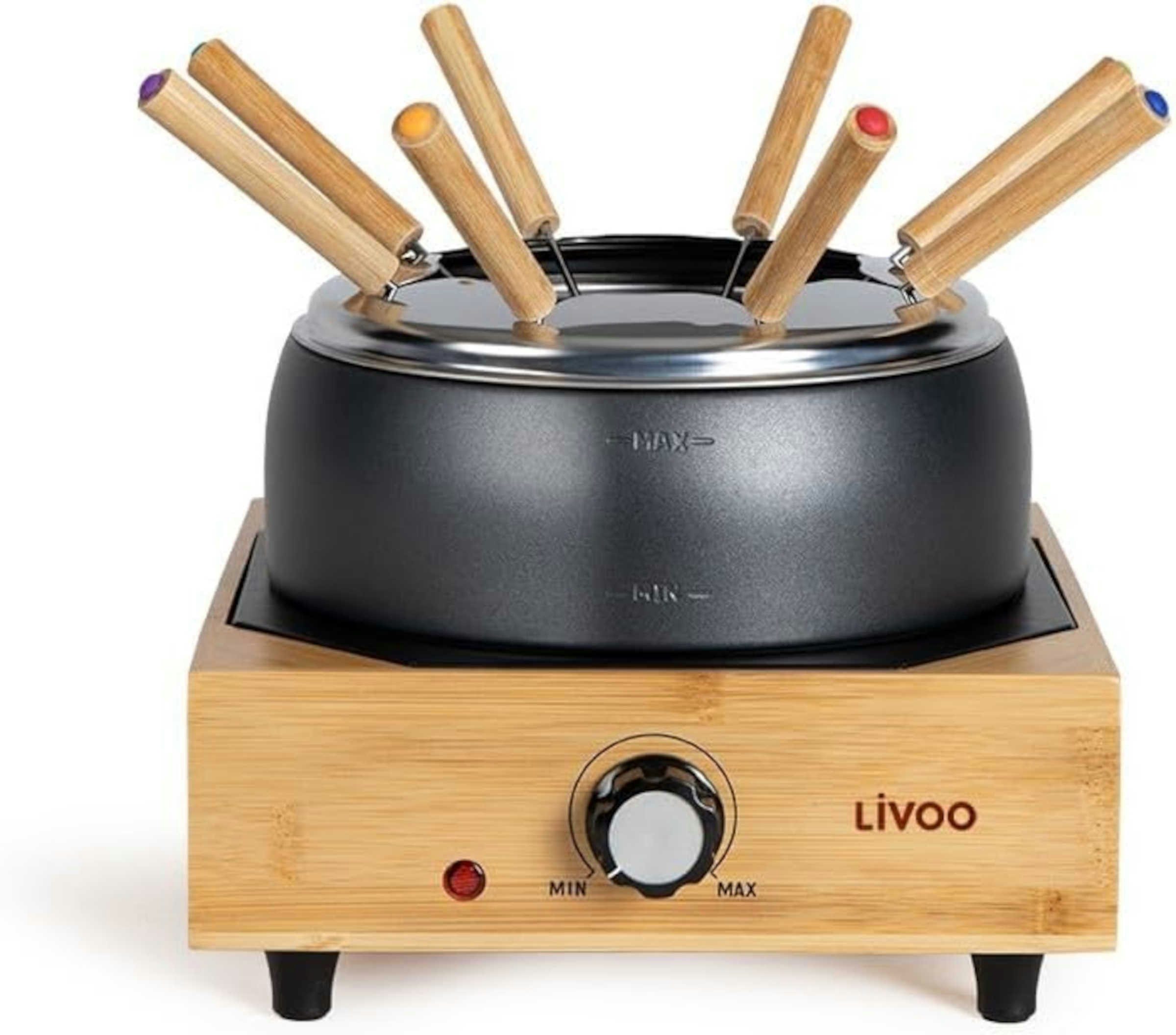 LIVOO Elektro-Fondue DOC287 Elektrisches Fondue Set in Holz-Optik