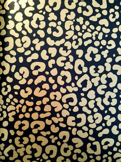 STAR Geschenkpapier, Geschenkpapier mit Leoparden Muster 70cm x 2m Rolle schwarz / gold