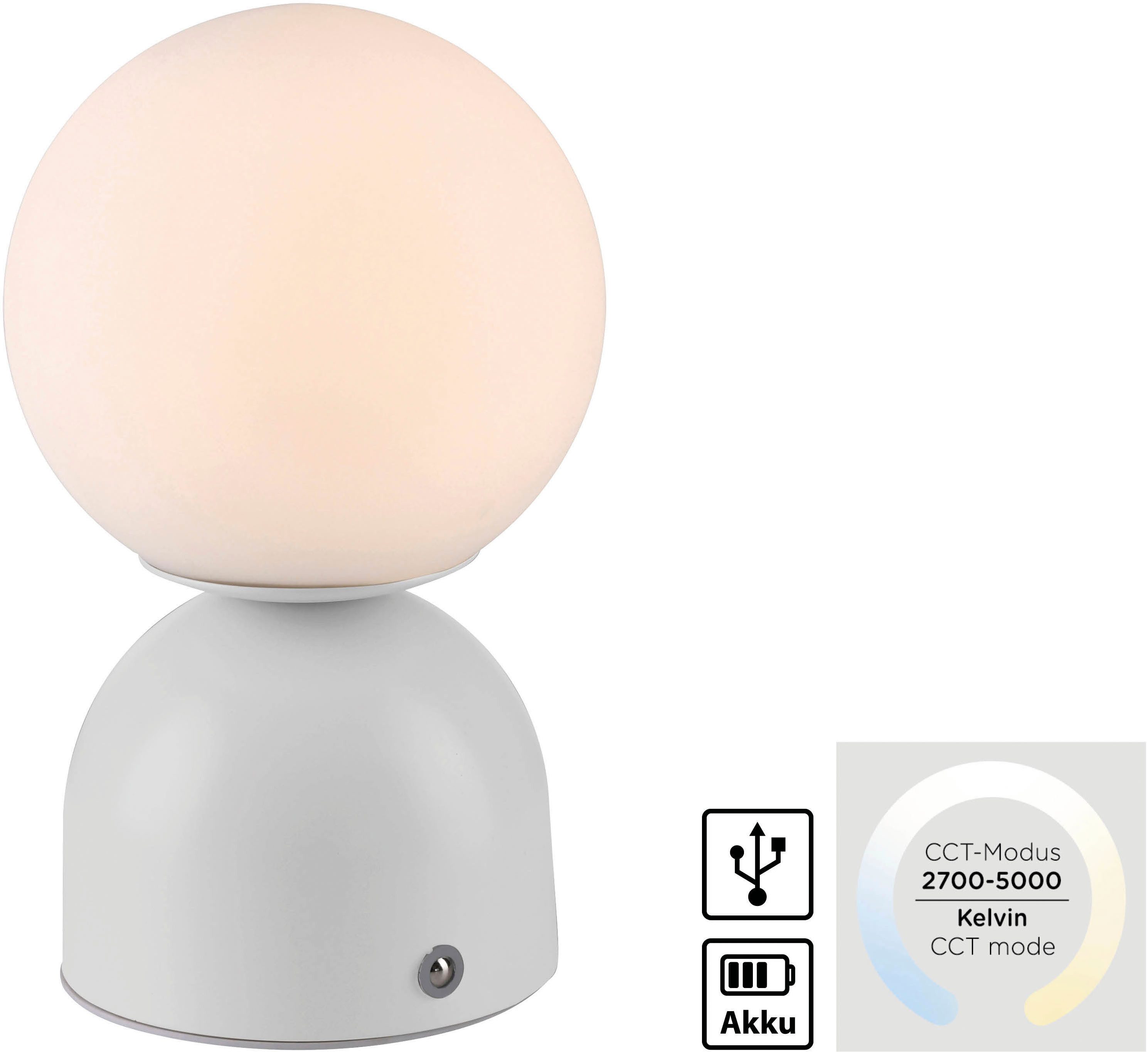 SCHÖNER WOHNEN-Kollektion LED Tischleuchte RUDI, Farbsteuerung, LED fest integriert, warmweiß - kaltweiß, SCHÖNER WOHNEN Kollektion, CCT 3000-6000K, Touchdimmer, Memoryfunktion