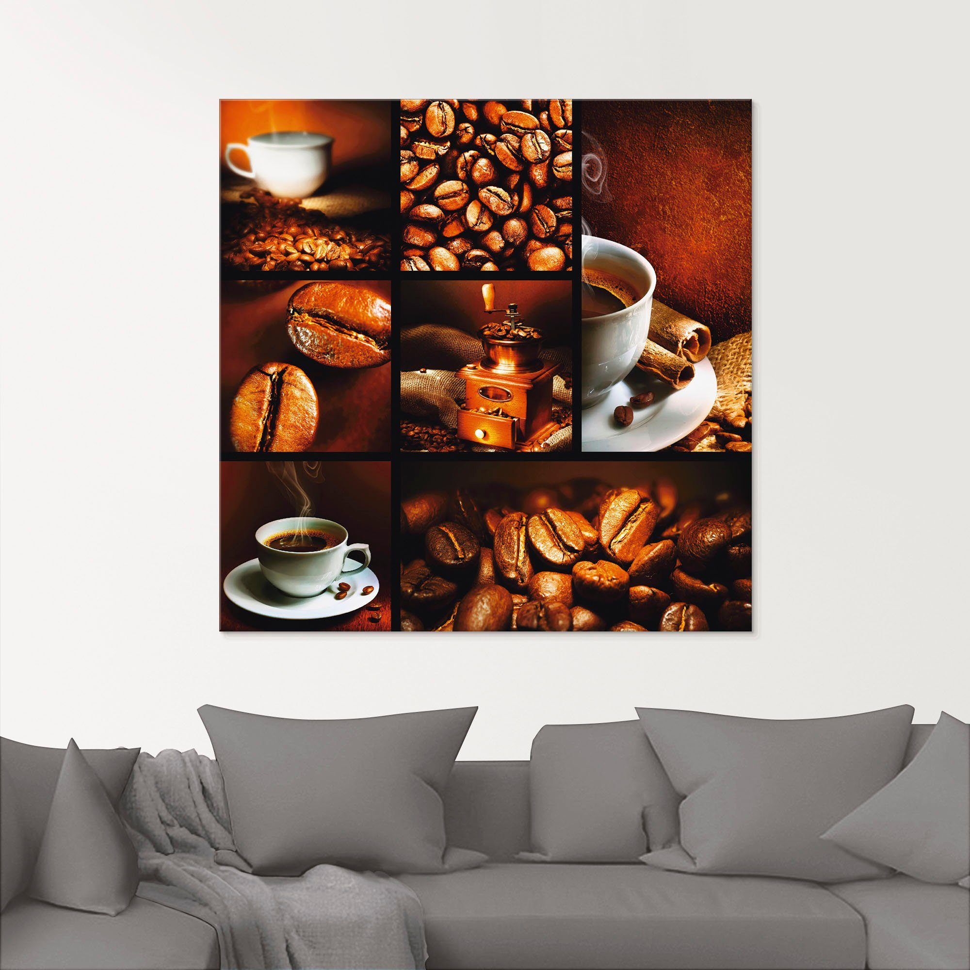 Kaffee Glasbild verschiedenen Getränke Größen Collage, in Artland (1 St),