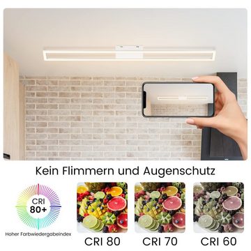 ZMH LED Deckenleuchte 108cm Kristall Rechteckig Modern Dimmbar Deckenlampe 40W, dimmbar, LED fest integriert, warmweiß-kaltweiß, Weiß