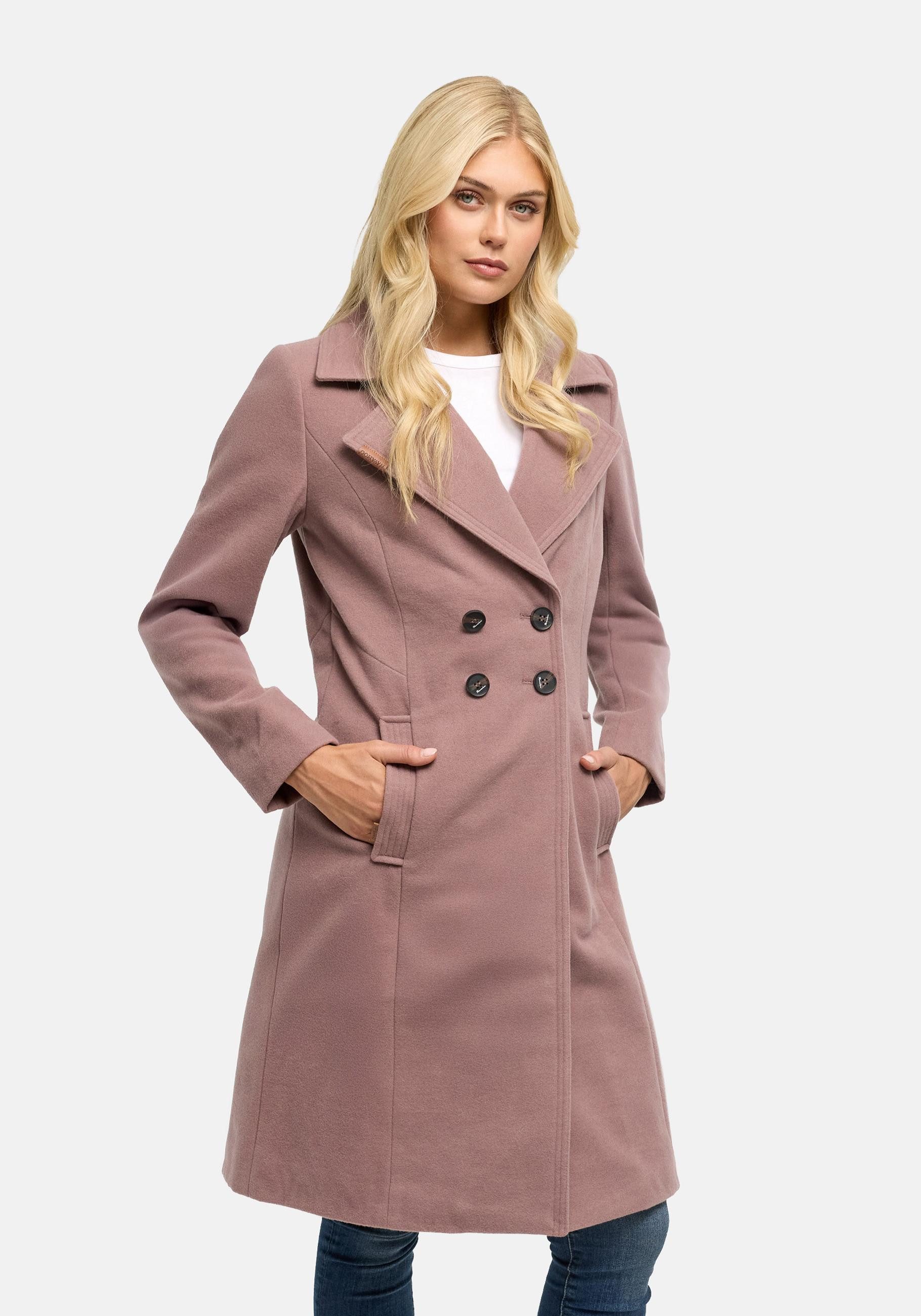 Navahoo Wintermantel Wooly edler Damen Trenchcoat in Wollmantel-Optik