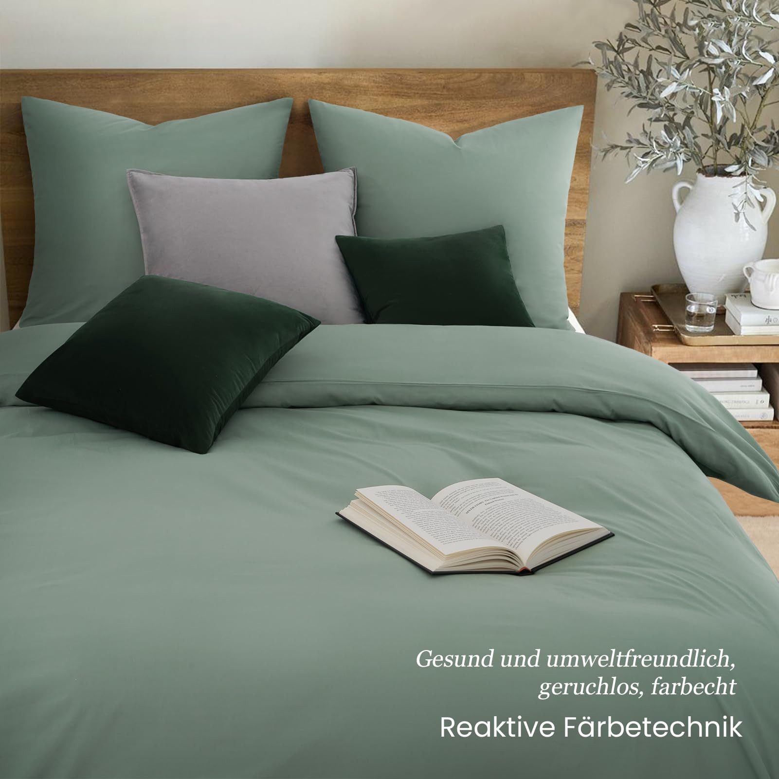 Topfinel Bettwäsche 135 x 200 baumwolle weich hautfreundlich Allergiker Baby ganzjährig, Baumwolle, 3 teilig, bettwäsche-sets 240 X 220 mit reißverschluss Salbe – Bild 5 von 5