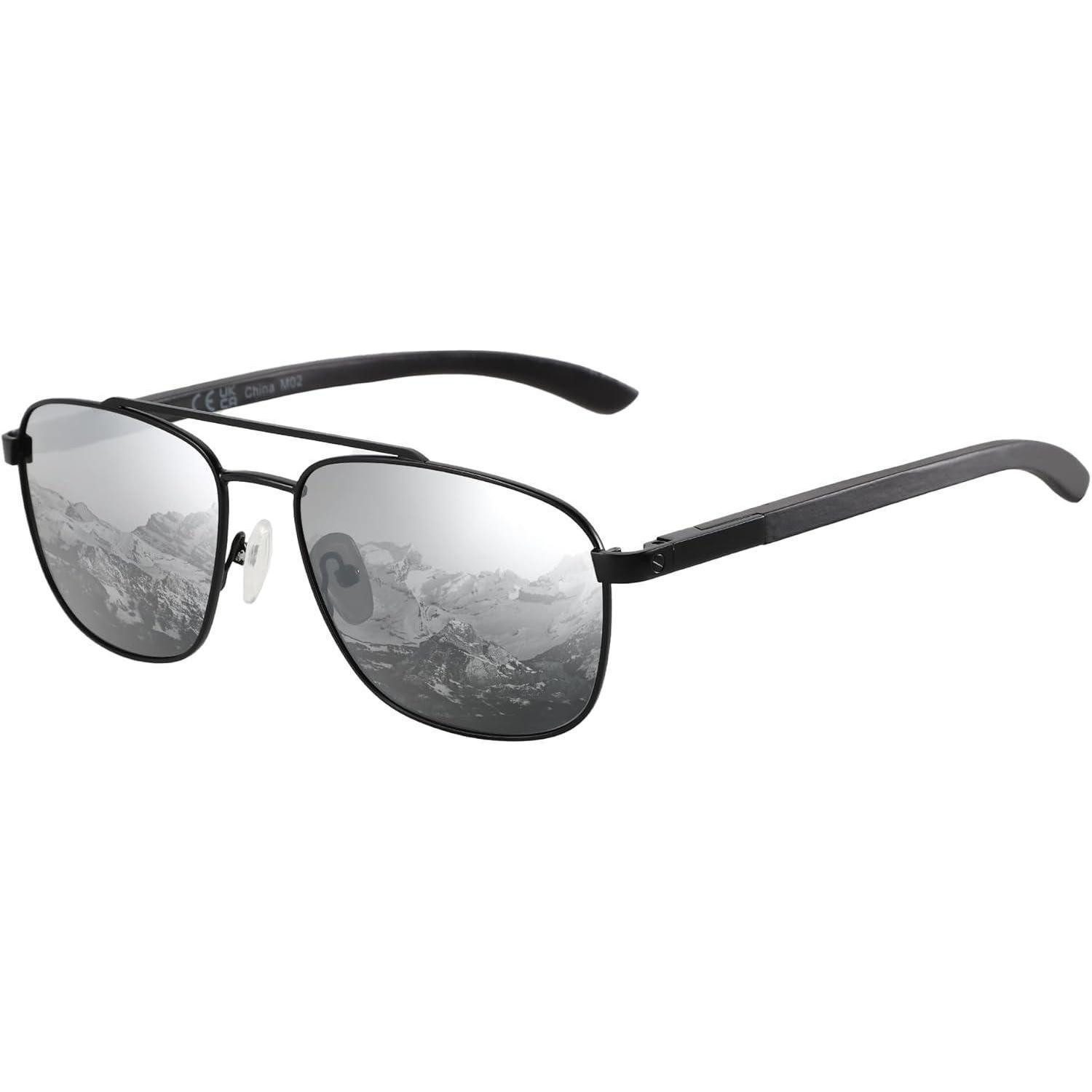 LuxusKollektion Pilotenbrille Sonnenbrille Herren Damen Polarisiert Schwarz Rahmen Silber Linse (1-St)