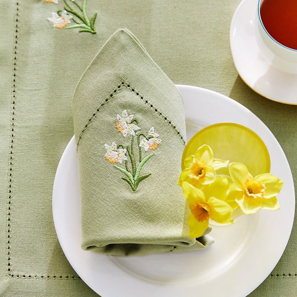 Hagen Grote Stoffserviette 4 Салфетки: Aufwendig bestickte Narzissen-Tischwäsche, (4 St)