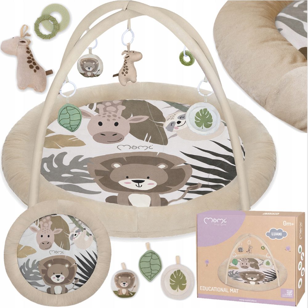 MoMi Spielmatte Luani, Spielmatte mit Spielbogen, Sensorik-Spielzeug & Spiegel