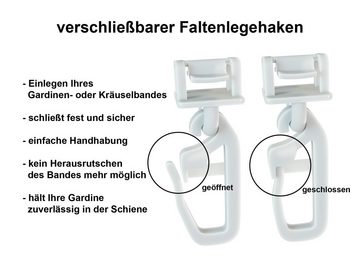 Gardinengleiter Faltengleiter klick Fix, dekondo, für Gardinen-/Vorhangschienen mit 6 - 6,5 mm Laufnut/Spurbreite, (100-St), mit Faltenlegehaken, verschließbar