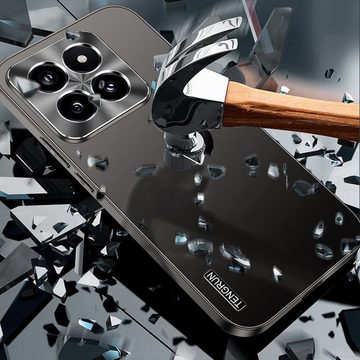 Wigento Handyhülle Für Xiaomi 13T / 13T Pro Feinmattes Metall Design Handy Hülle Hellblau