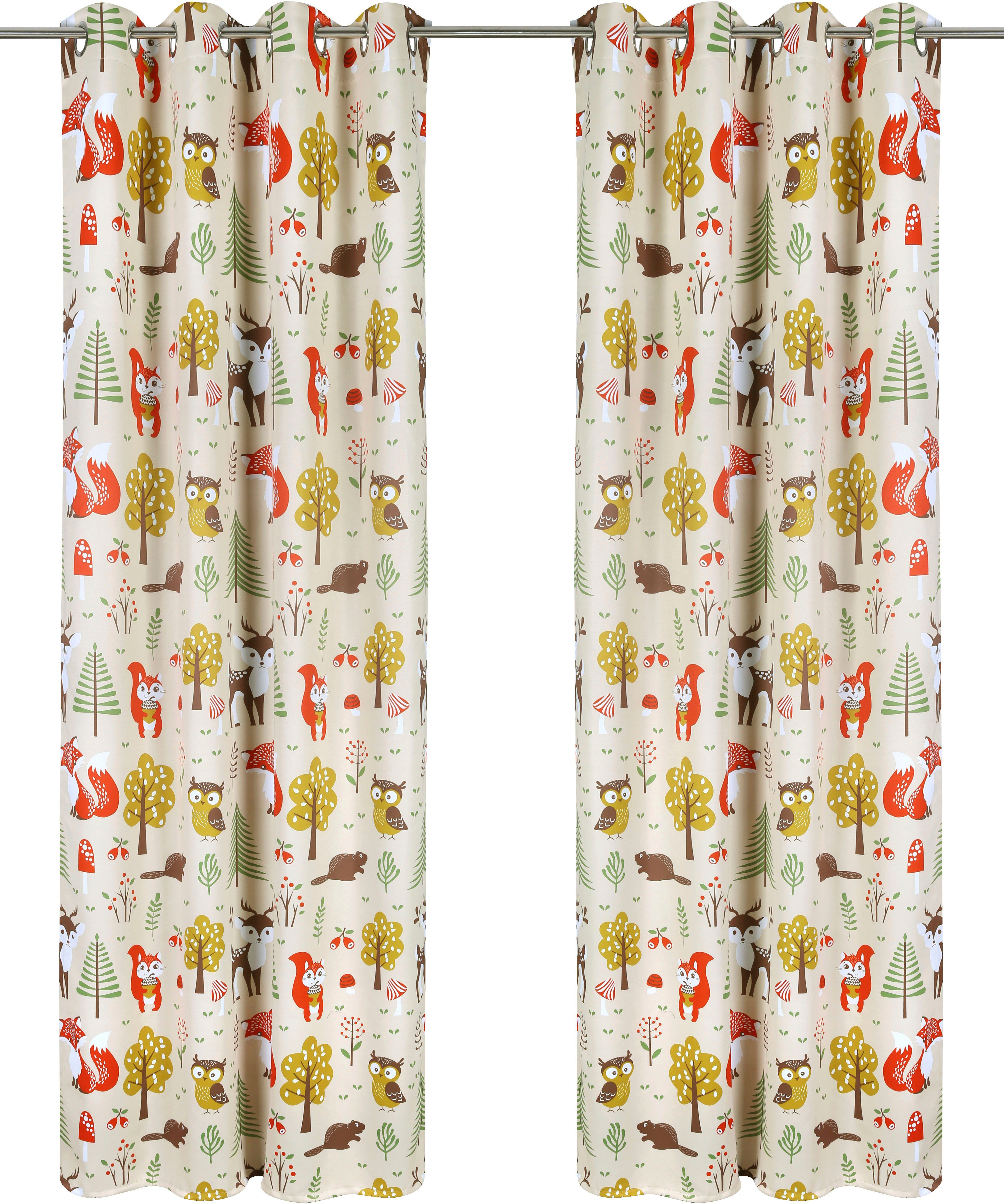 my home Verdunkelungsvorhang Waldtiere (1 St), Ösen, verdunkelnd, bedruckte günstig online kaufen