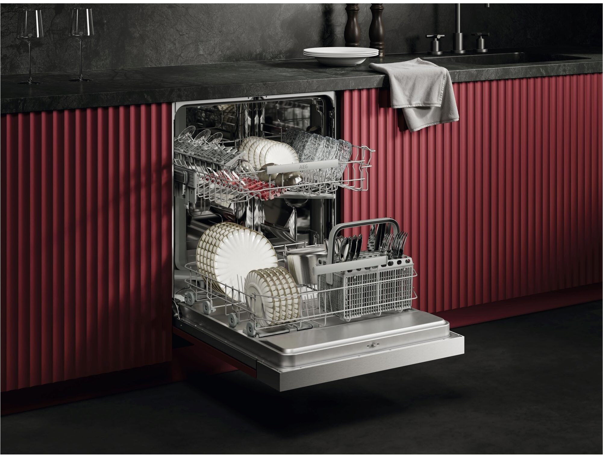 AEG teilintegrierbarer Geschirrspüler 6000 GT620B2SCM, Spülmaschine – starke Sprühabdeckung, viel Platz & sauber – Bild 5 von 5