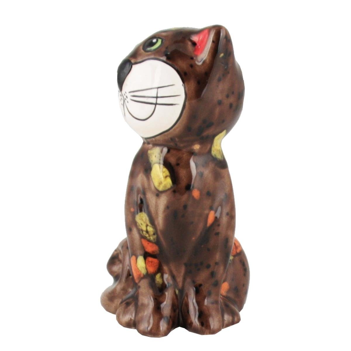Tangoo Gartenfigur Tangoo Keramik-Katze sitzend braun glänzend ca 14cm H, (Stück)