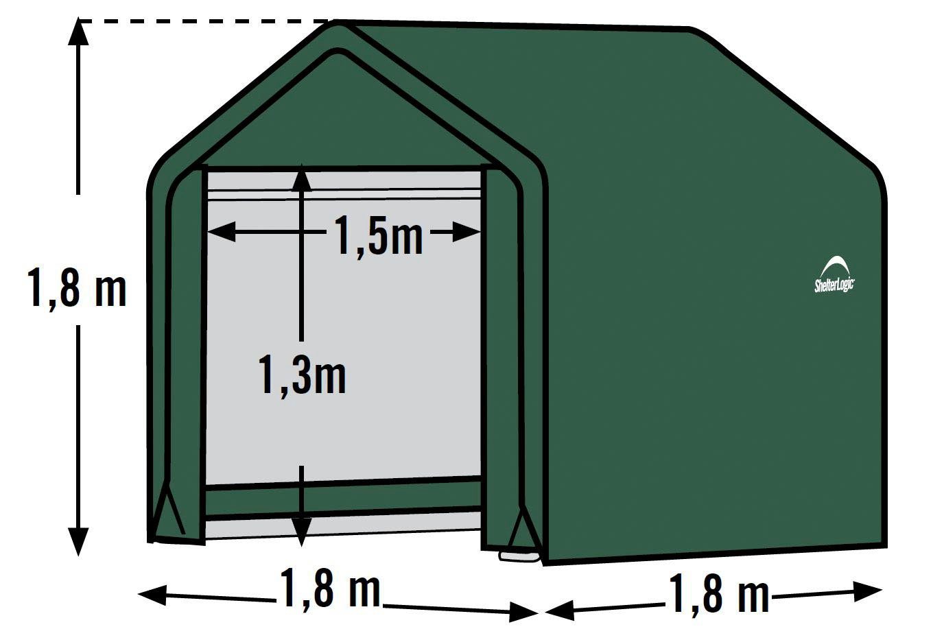 cm grün, 180x180 ShelterLogic Foliengerätehaus,