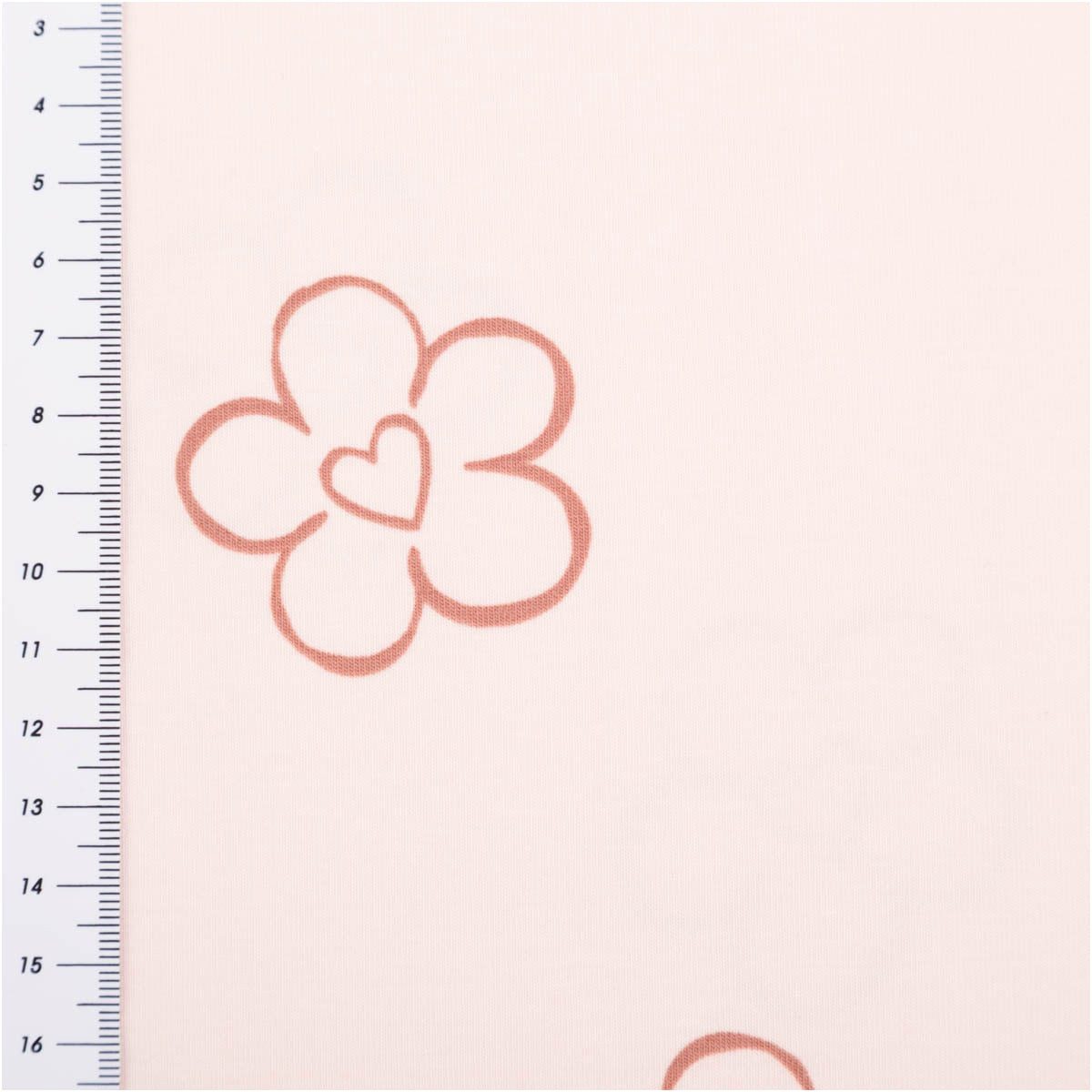 SCHÖNER LEBEN. Stoff Jersey Stoff Meterware Baumwolljersey Blumen Herz rosa 150cm, allergikergeeignet