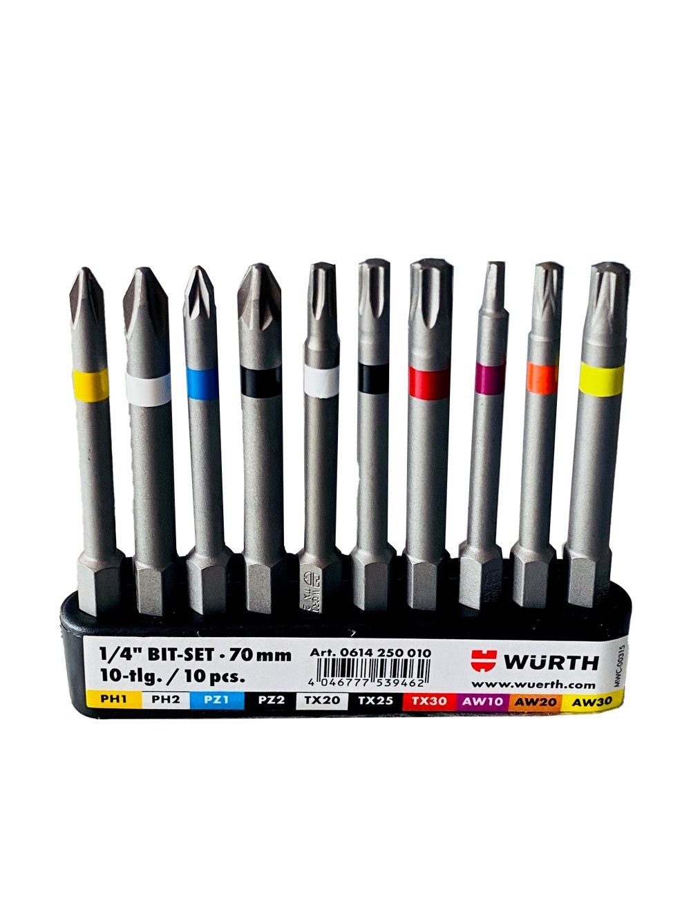 Würth Umluftmodul Würth 1/4 Zoll Bit Sortiment 10-teilig; Bit Set; 70mm; Gürtelclip