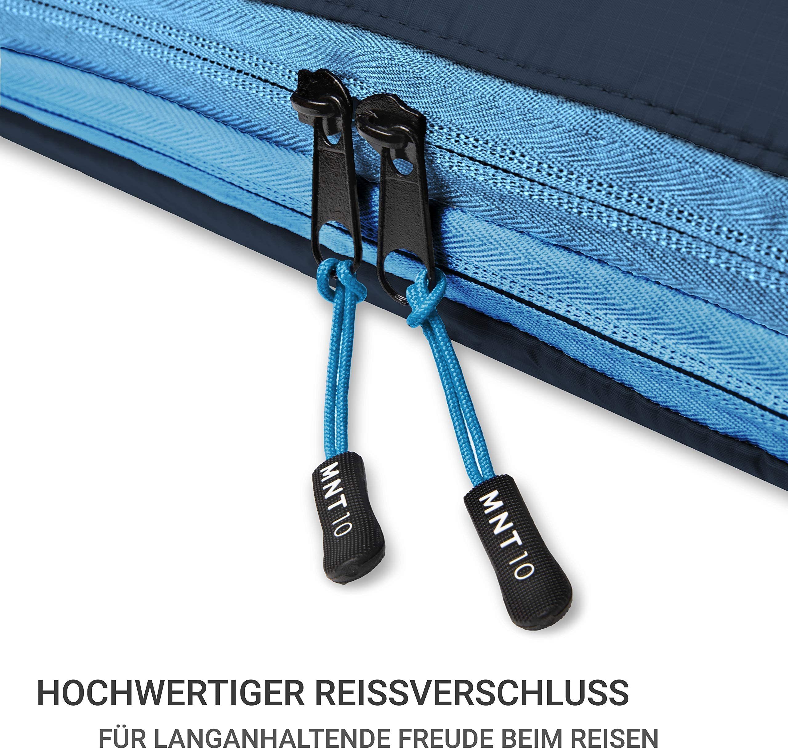 MNT10 Kofferorganizer Packtaschen Mit Kompression XL, leichte Blau, als Koffer-Organizer mit Kompressionsbeutel, Schlaufe Kompressionsbeutel M, I L, S