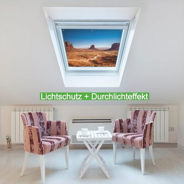 Sonnenschutz Monument Valley unter blauem Himmel, Wallario, blickdicht, mit Saugnäpfen, wiederablösbar und wiederverwendbar