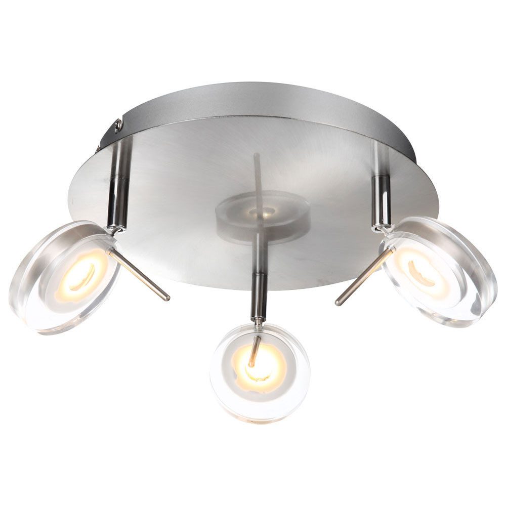 GLOBO LIGHTING LED Deckenleuchte, LED-Leuchtmittel fest verbaut, Warmweiß, LED Spotrondell Deckenleuchte schwenkbar Wohnzimmerleuchte silber