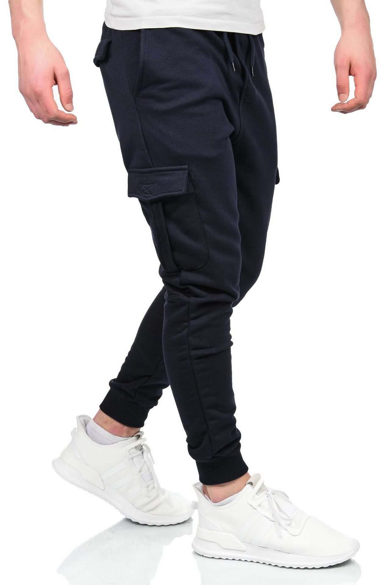 Alessandro Salvarini Jogginghose Jogginghose mit Taschen Alessandro Salvarini Herren Jogging Cargo Hose AS271 Dunkelblau Größe