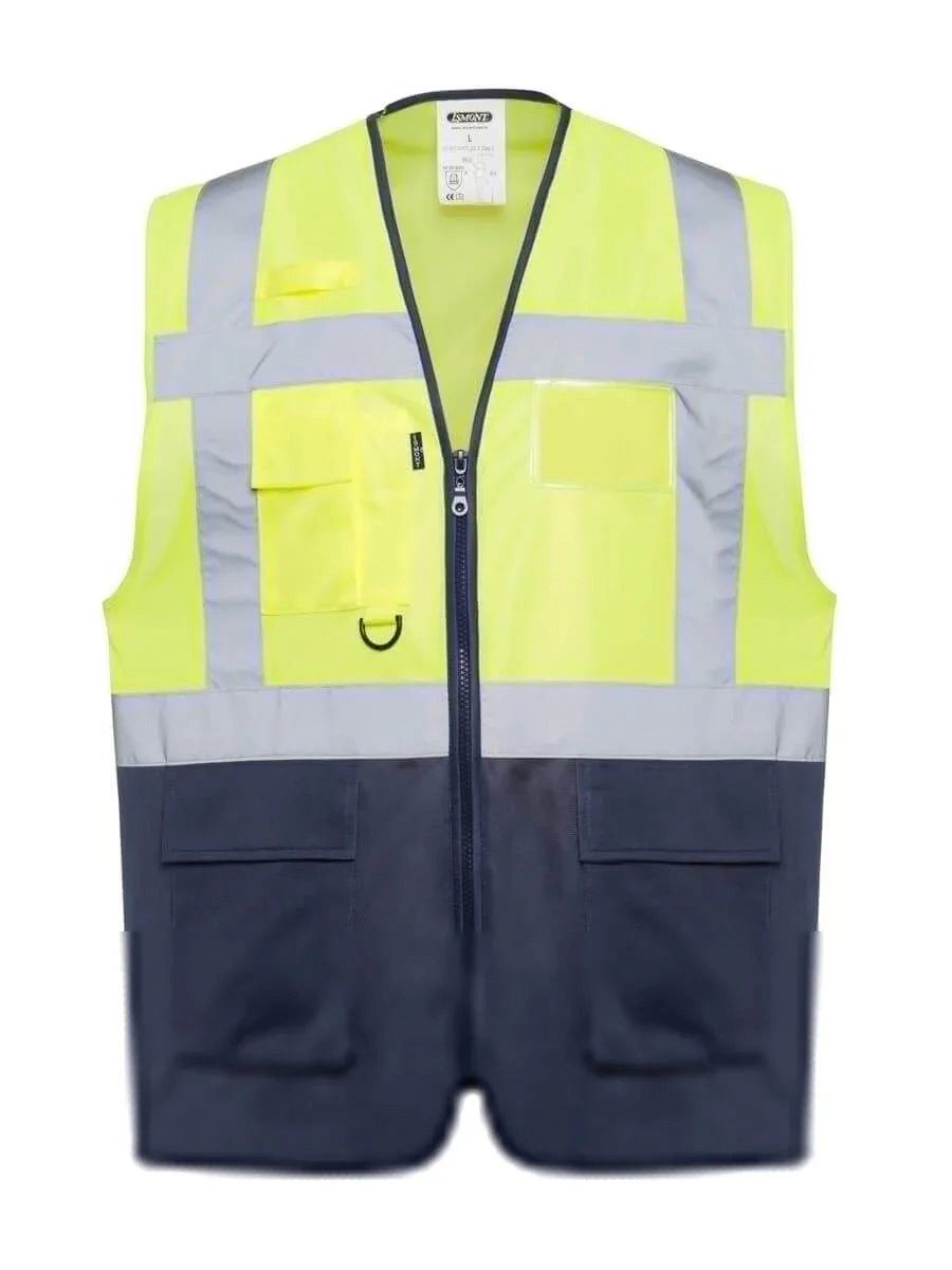 Ismont Warnweste Managerweste Warnschutz Gelb/Marine – ISMONT ISM 5804