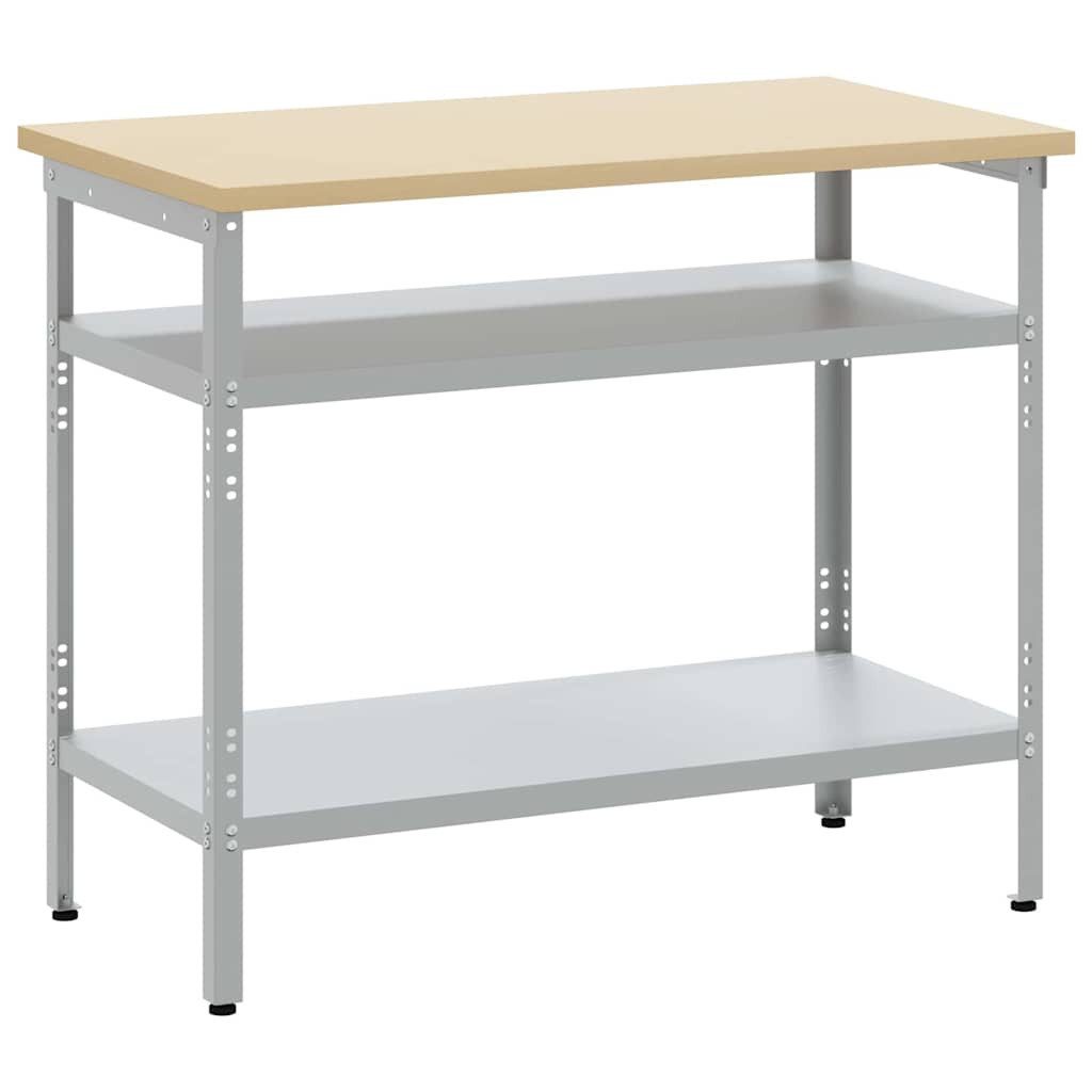vidaXL Werkbank Arbeitstisch Grau 100 x 55 x 85 cm Pulverbeschichteter Stahl, (1-tlg)