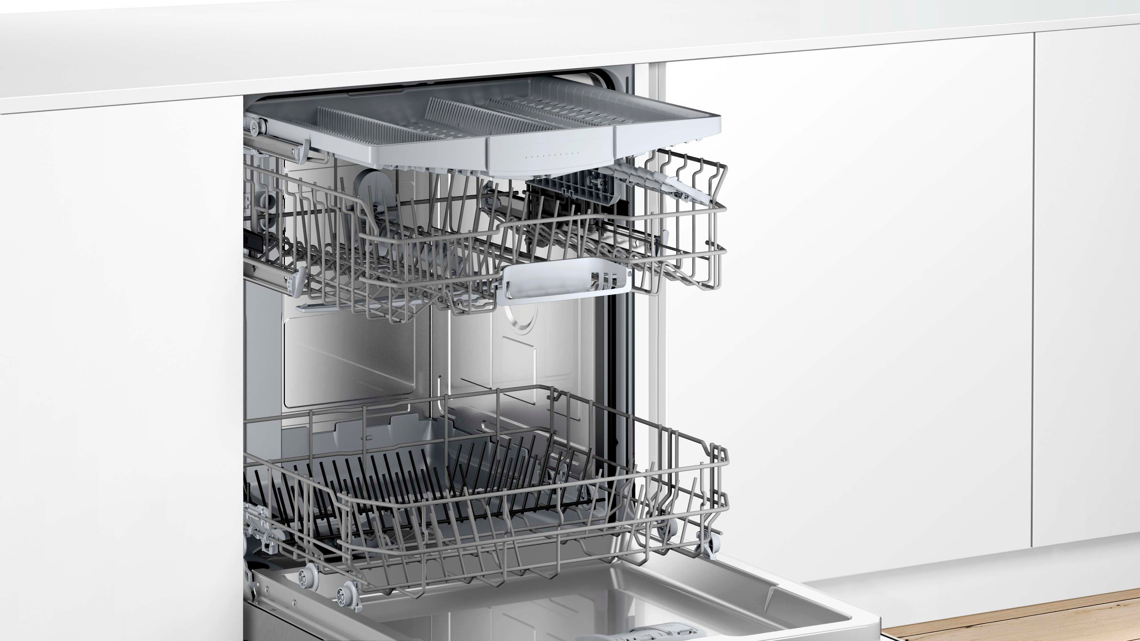 BOSCH teilintegrierbarer Geschirrspüler Serie 2 SMI2HVS02E, 14 Maßgedecke, Flexibilität dank VarioSchublade & höhenverstellbarer Oberkorb