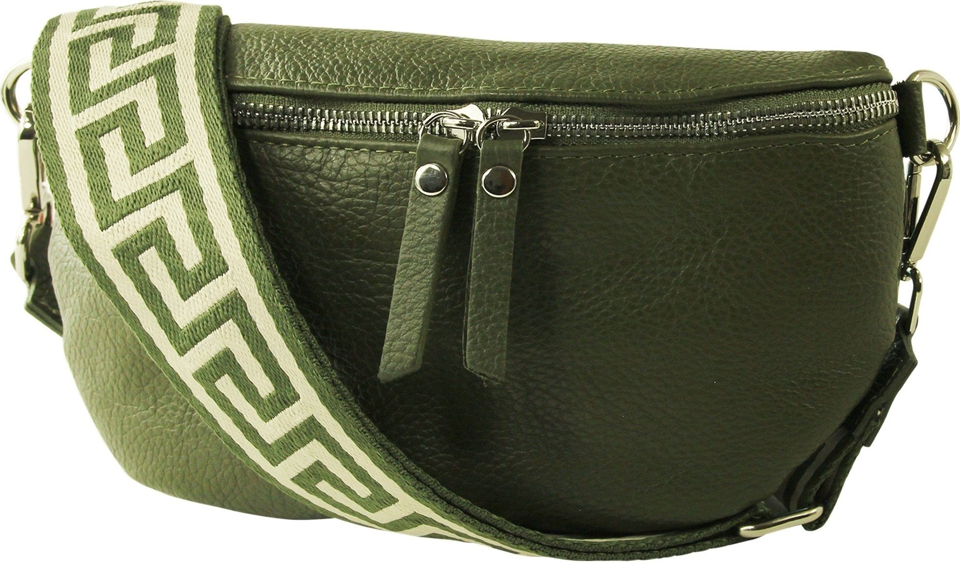 Toscanto Gürteltasche Toscanto Damen Gürteltasche Leder grün (Gürteltasche),  Damen Gürteltasche Leder, grün, mehrfarbig ca. 25cm x ca. 15cm