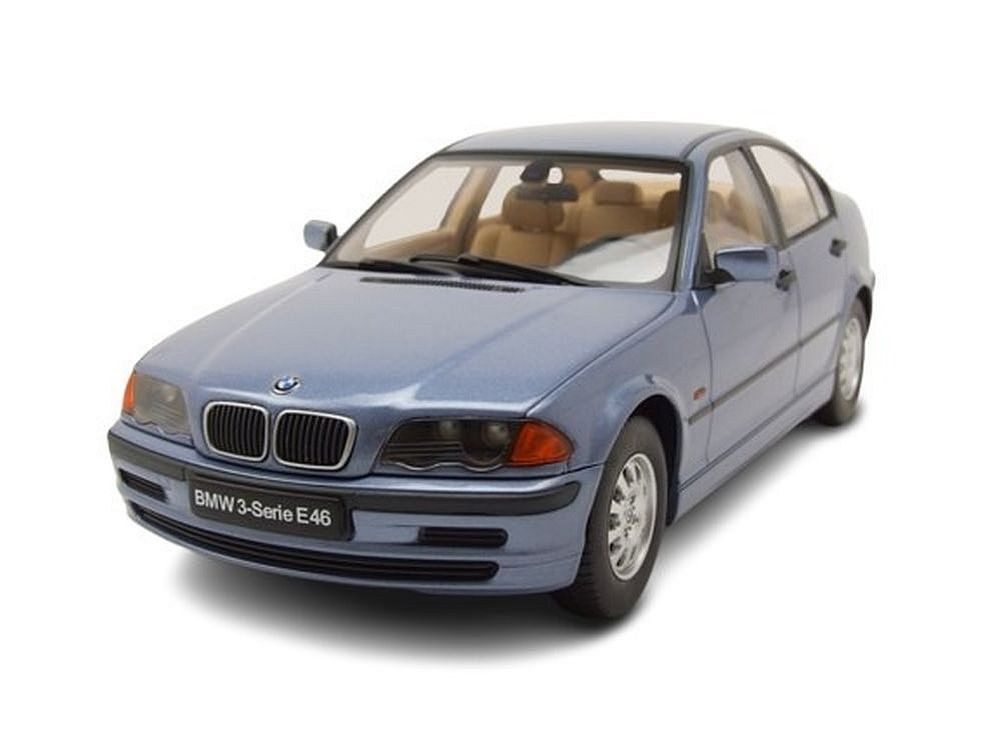 KK Scale Modellauto BMW 3er E46 Limousine 1999 hellblau metallic, Maßstab 1:18