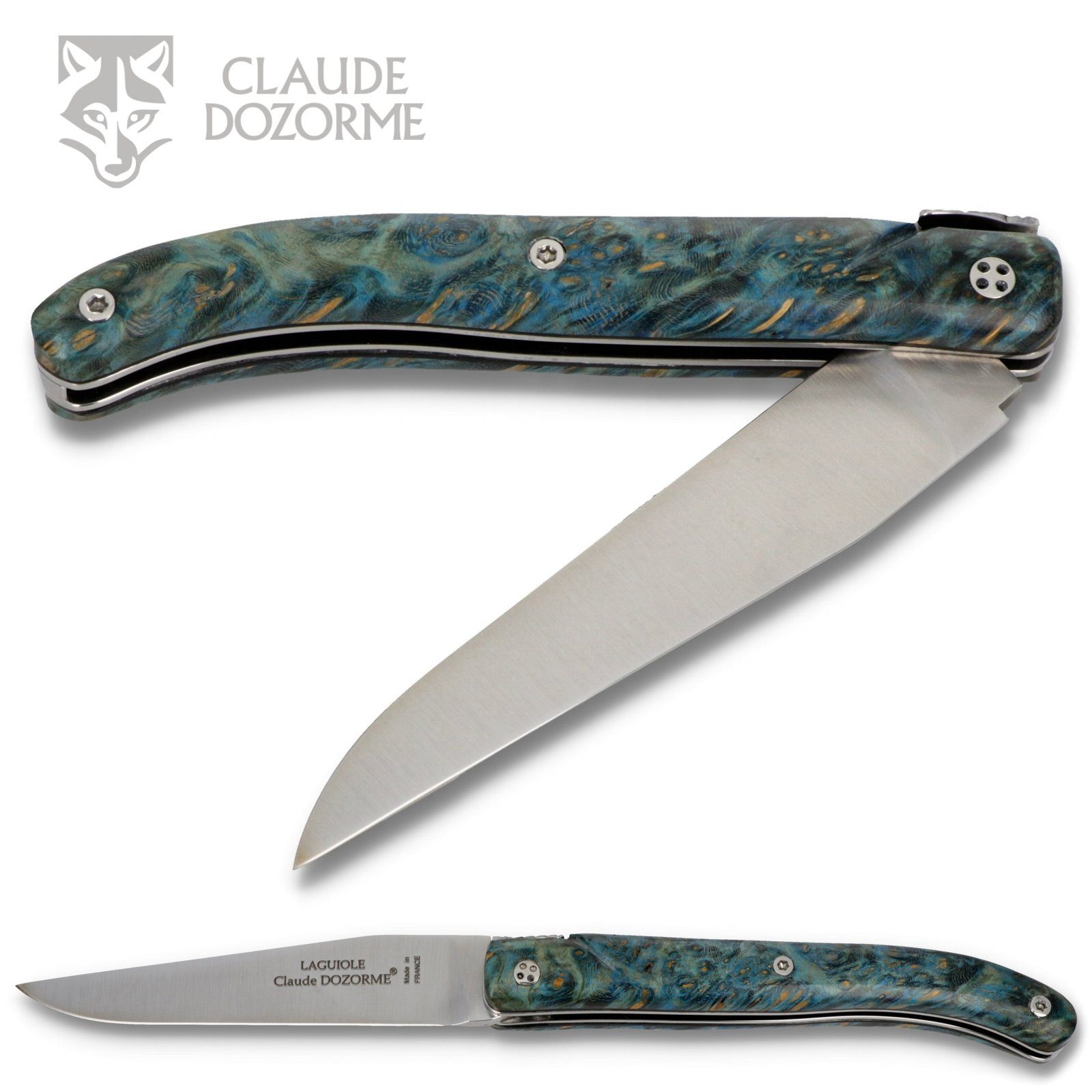 Claude Dozorme Taschenmesser 1.60.140.XXD-120067, Laguiole UNIKAT - Griff 12cm Ahorn Maserholz - Platine verziert