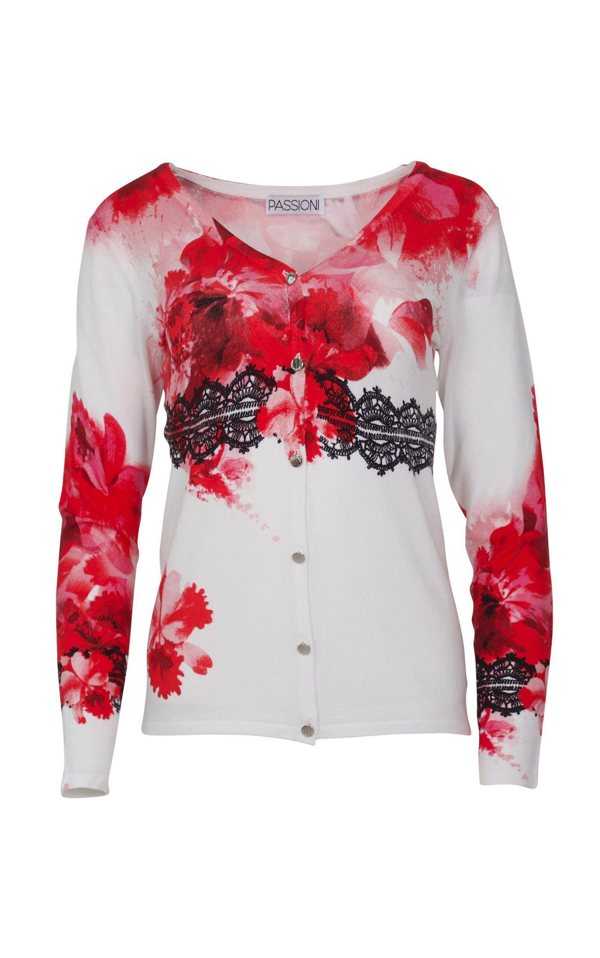 Passioni 2-in-1-Strickjacke Twinset mit abstraktem Print günstig online kaufen